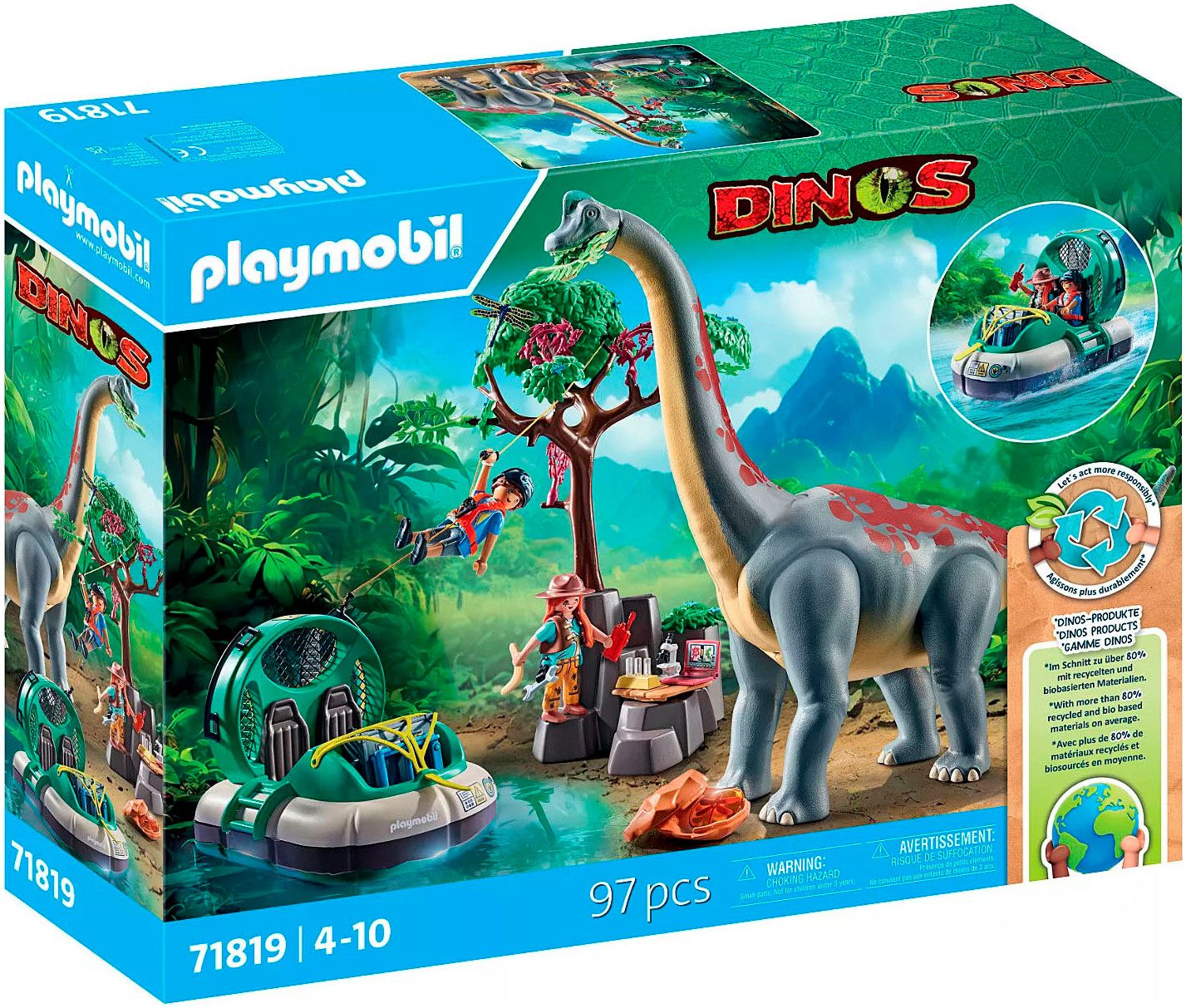 Playmobil® Brachiosaurus-Begegnung mit Luftkissenboot (71819), Playmobil