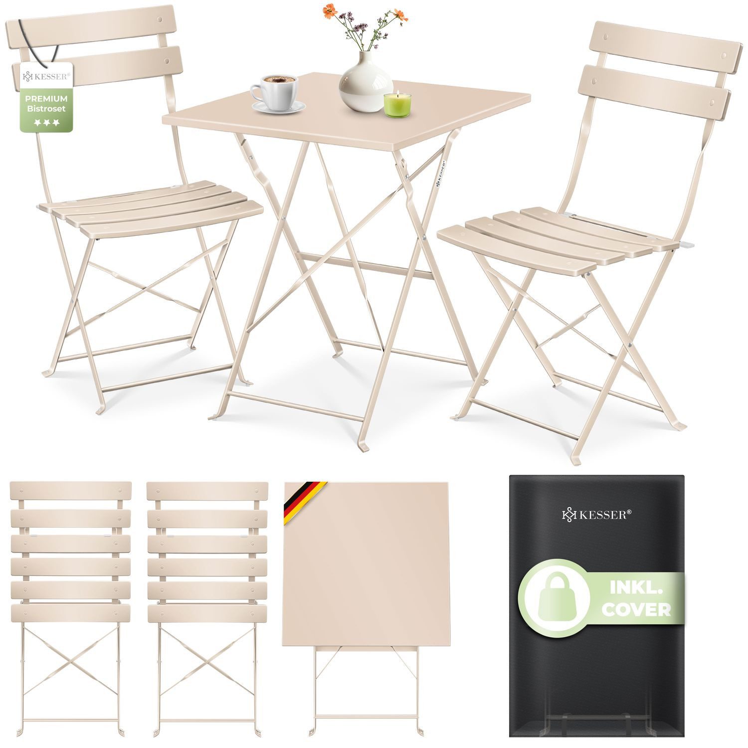 KESSER Bistrotisch 3-teiliges Bistroset Outdoor Sitzgruppe