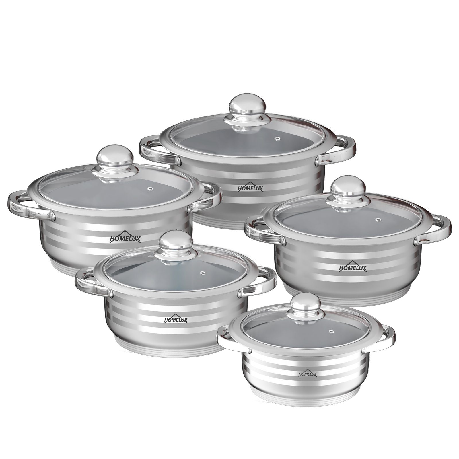 HOMELUX Topf-Set 8/10tlg Edelstahl Topfsets für