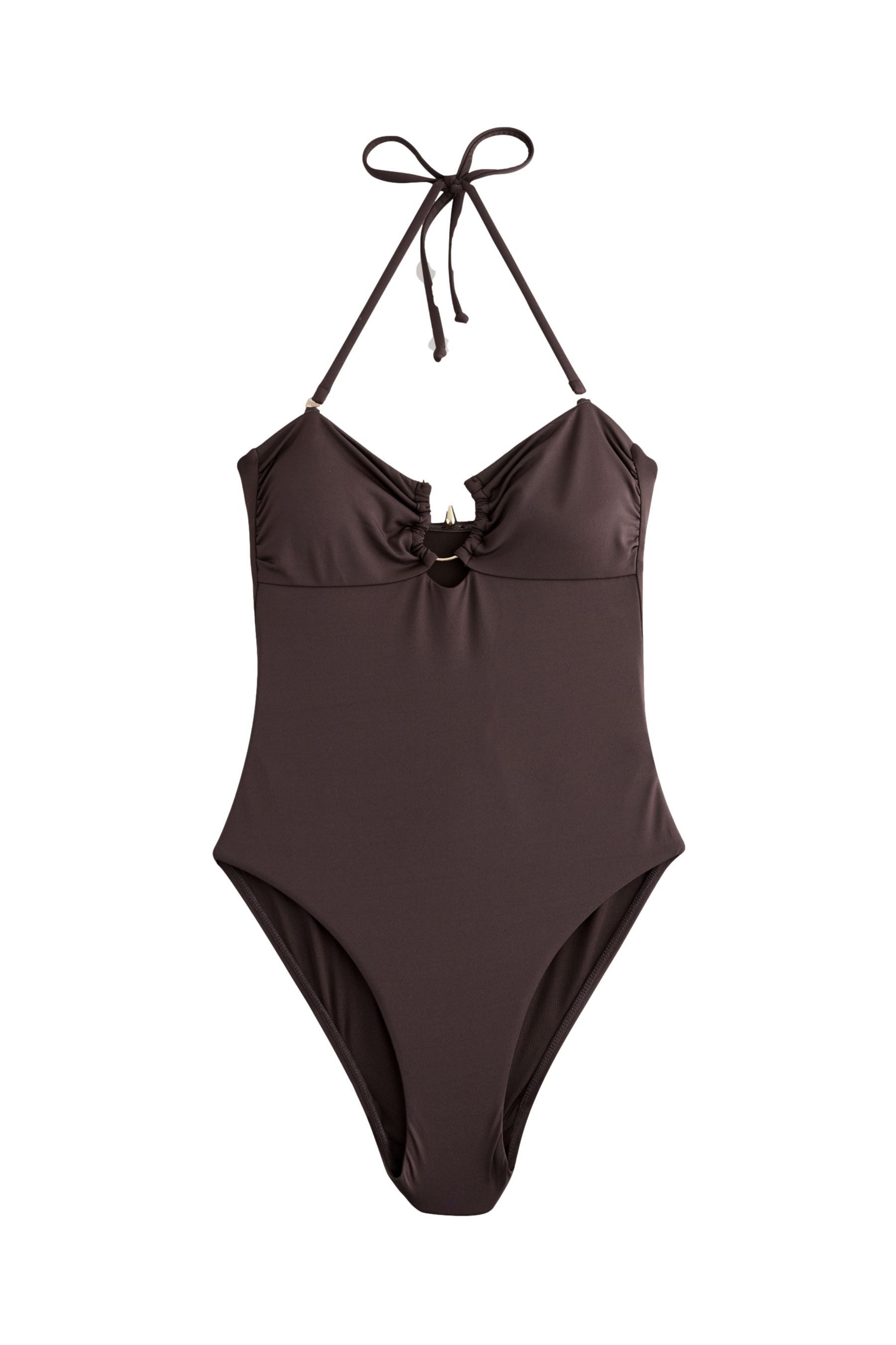 Next Badeanzug Bauchformender Bandeau-Badeanzug mit Metalldetails
