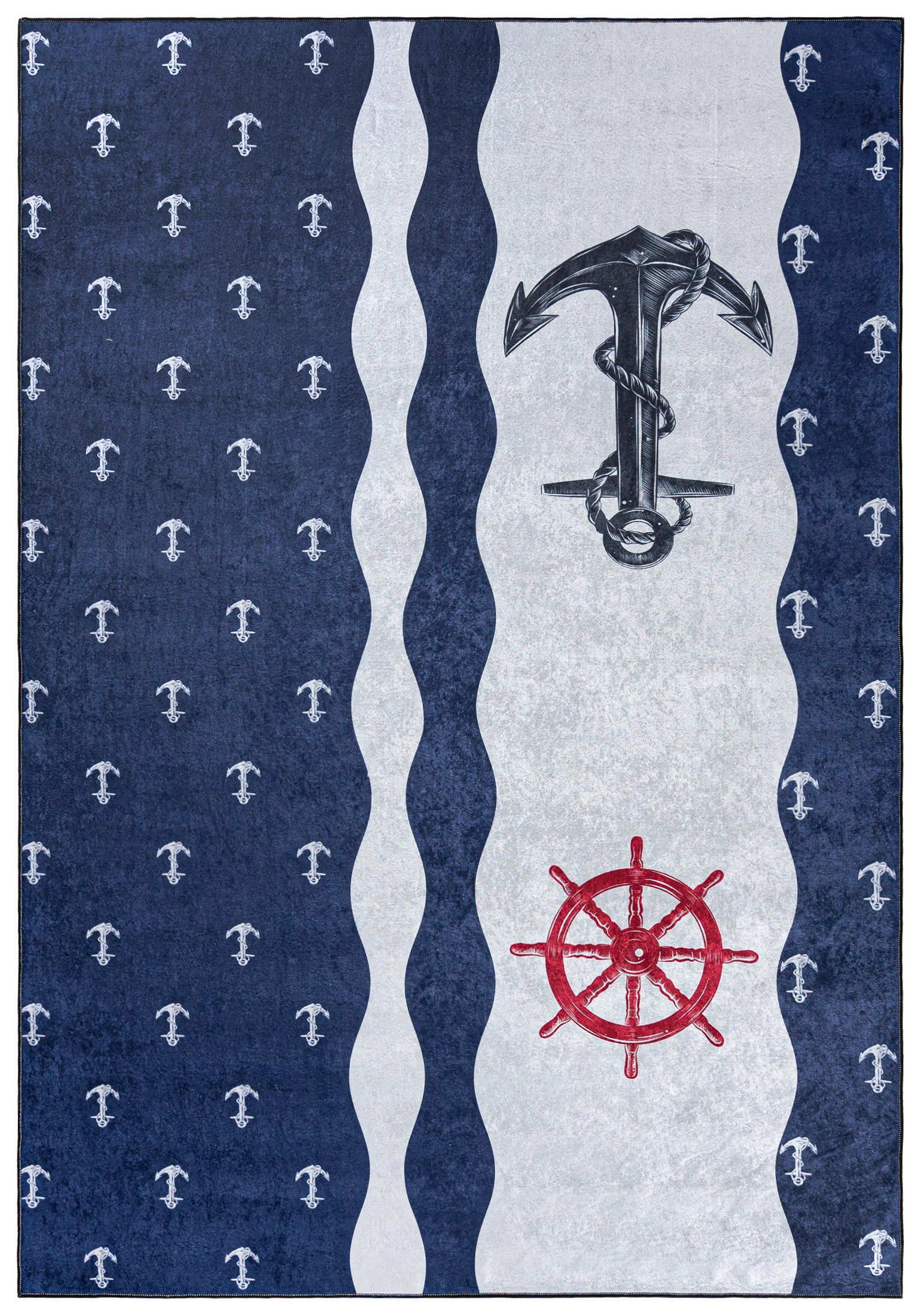 Mazovia Kinderteppich Kinderteppich Kinderzimmerteppich Anker Motiv,