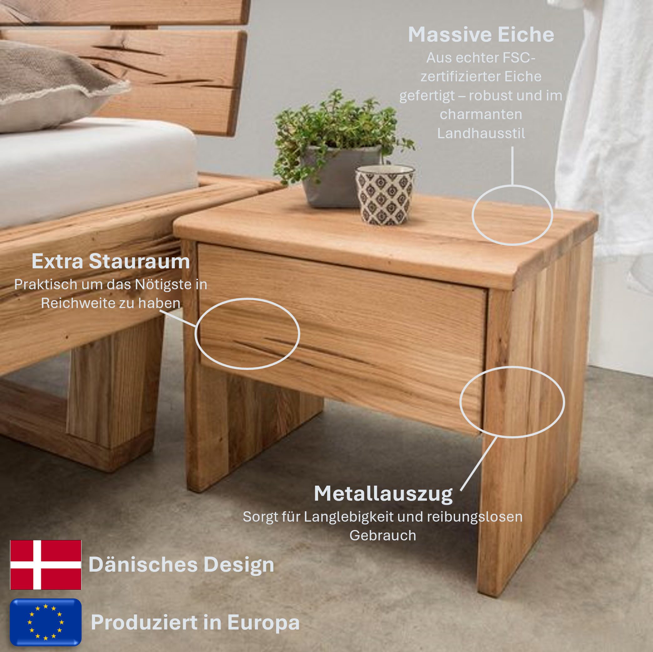 Home affaire Nachtkonsole Ultima, aus massiver