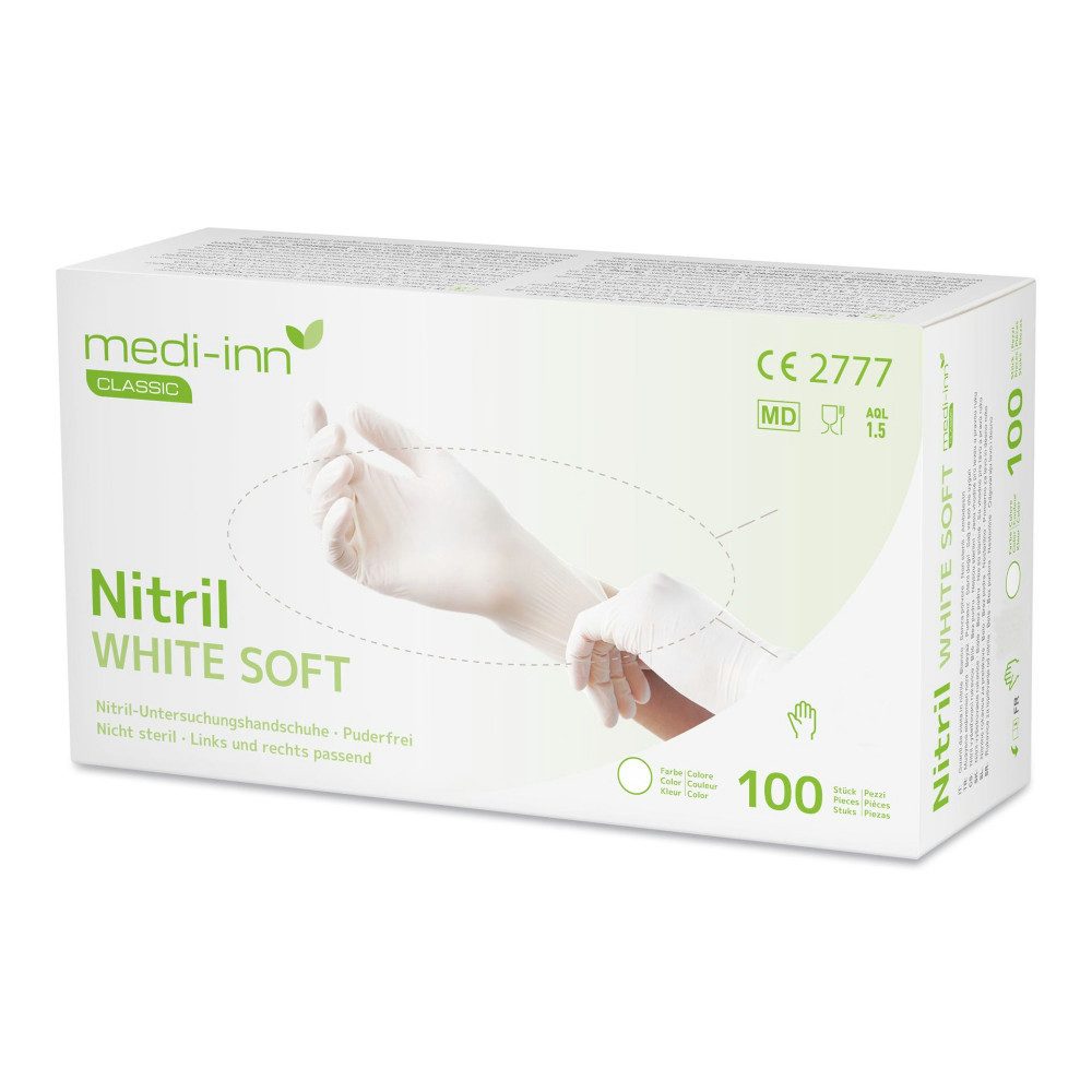 Medi-Inn Nitril-Handschuhe Nitril White Soft Einmalhandschuhe,