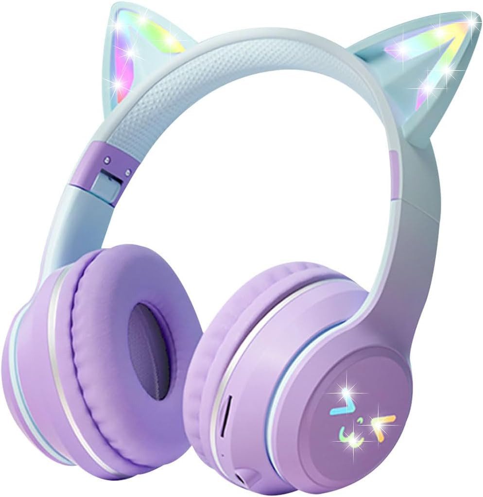 FOSMET Bluetooth Kopfhörer,RGB-LED-Leuchten,Bluetooth 5.1,HiFi Sound,Faltbare Over-Ear-Kopfhörer