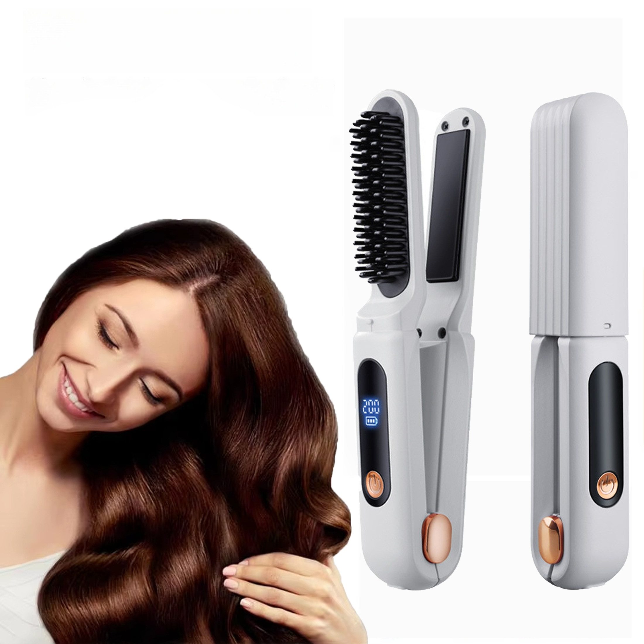 Masbekte Glätteisen 2-in-1 Glätteisen & Haarbürste,