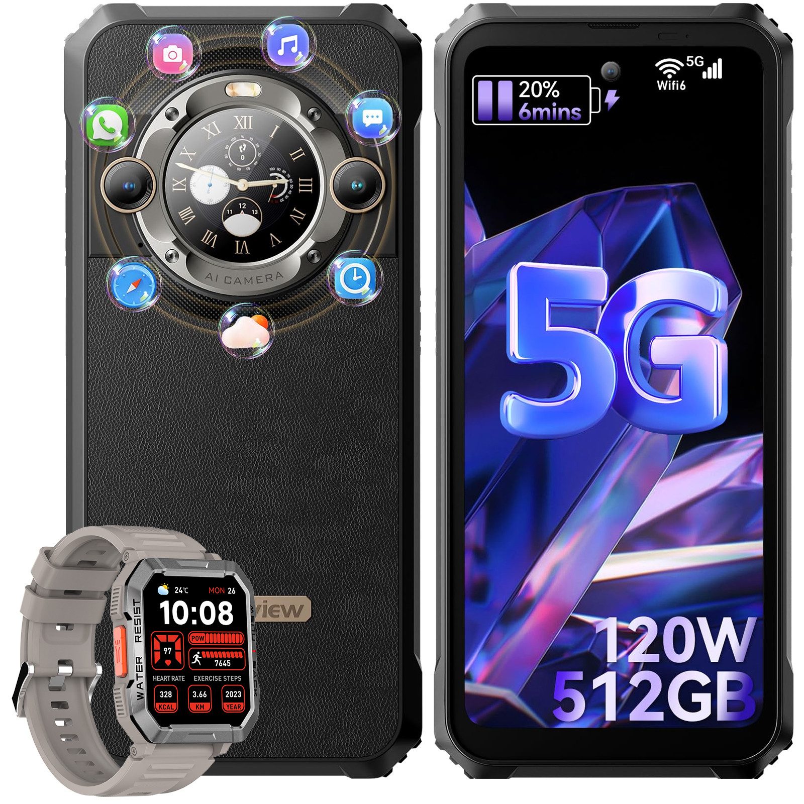 blackview BL9000 5G zwei Bildschirmen incl.