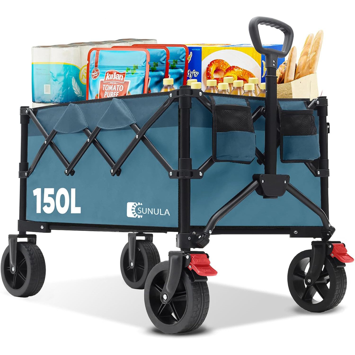 SUNULA Bollerwagen Handwagen Faltbar Bollerwagen, 150