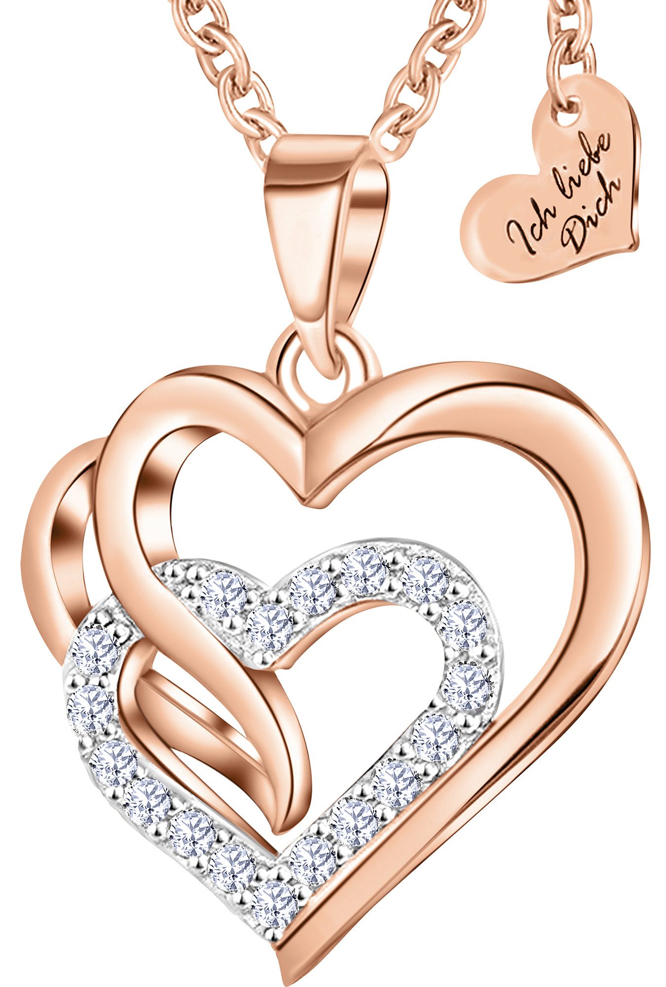 Limana Herzkette 925 Silber Rose-Gold Goldkette