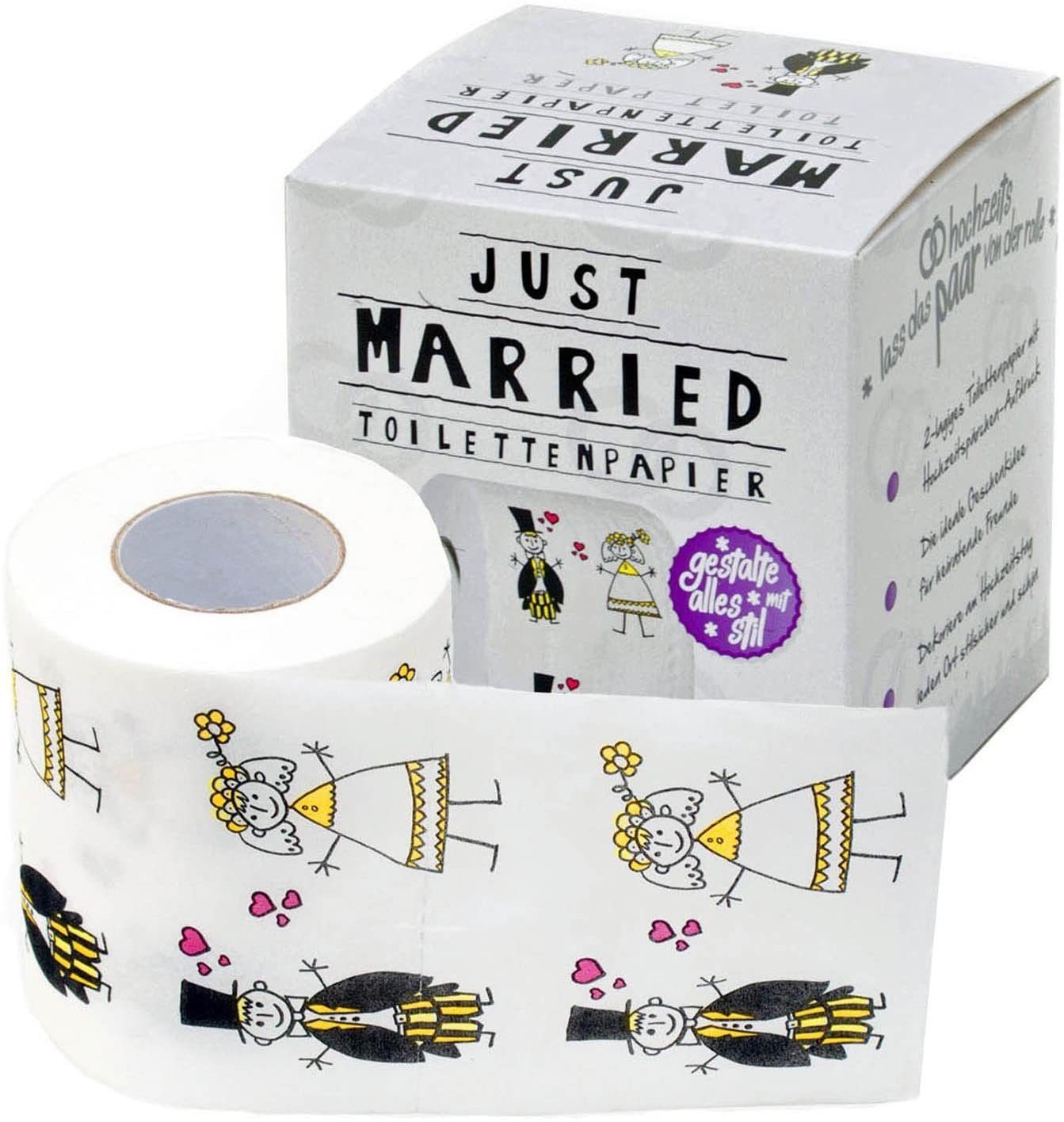 Goods+Gadgets Papierdekoration Just Married Toilettenpapier, Witziges