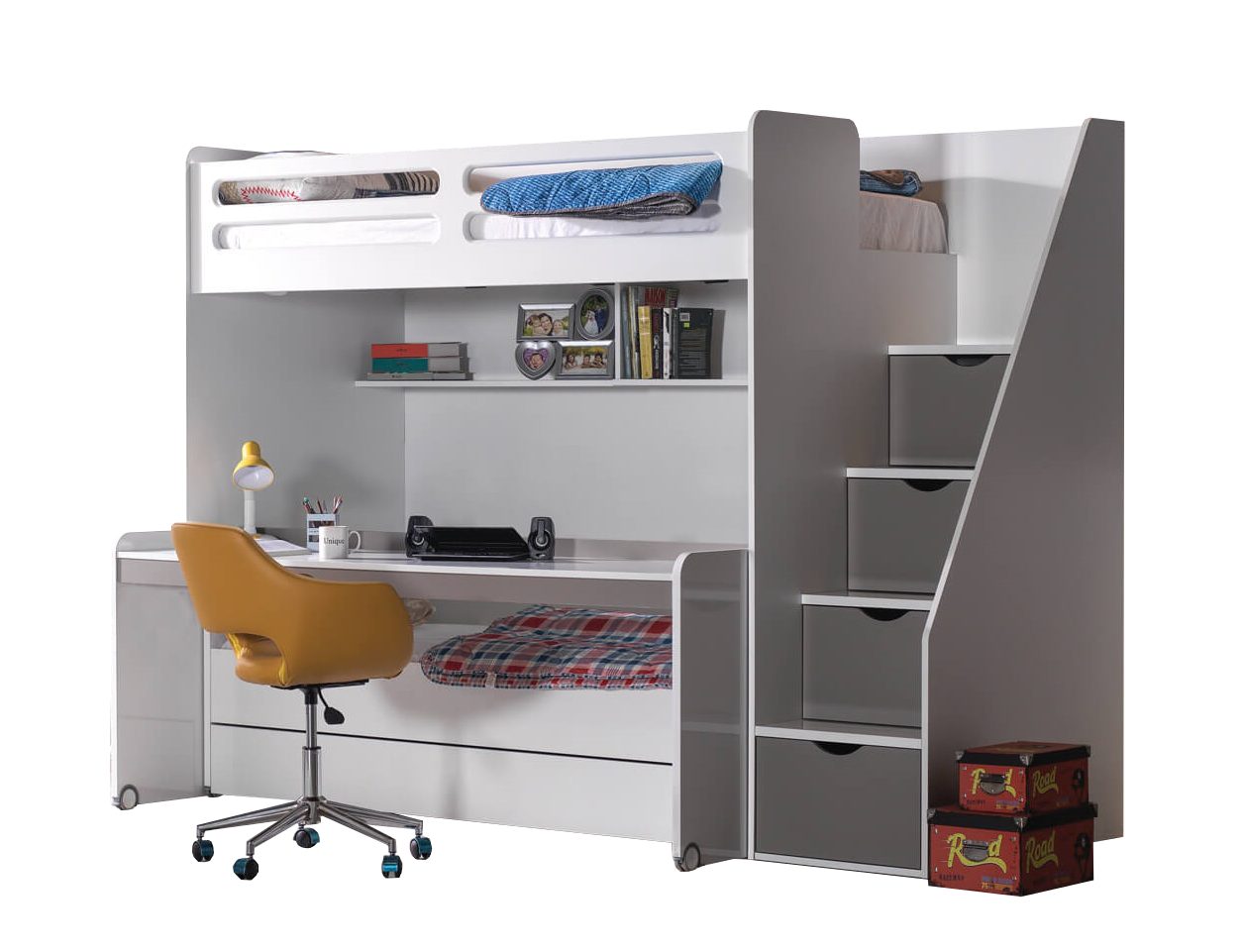 Möbel-Zeit Etagenbett Etagenbett Smart mit Schreibtisch,