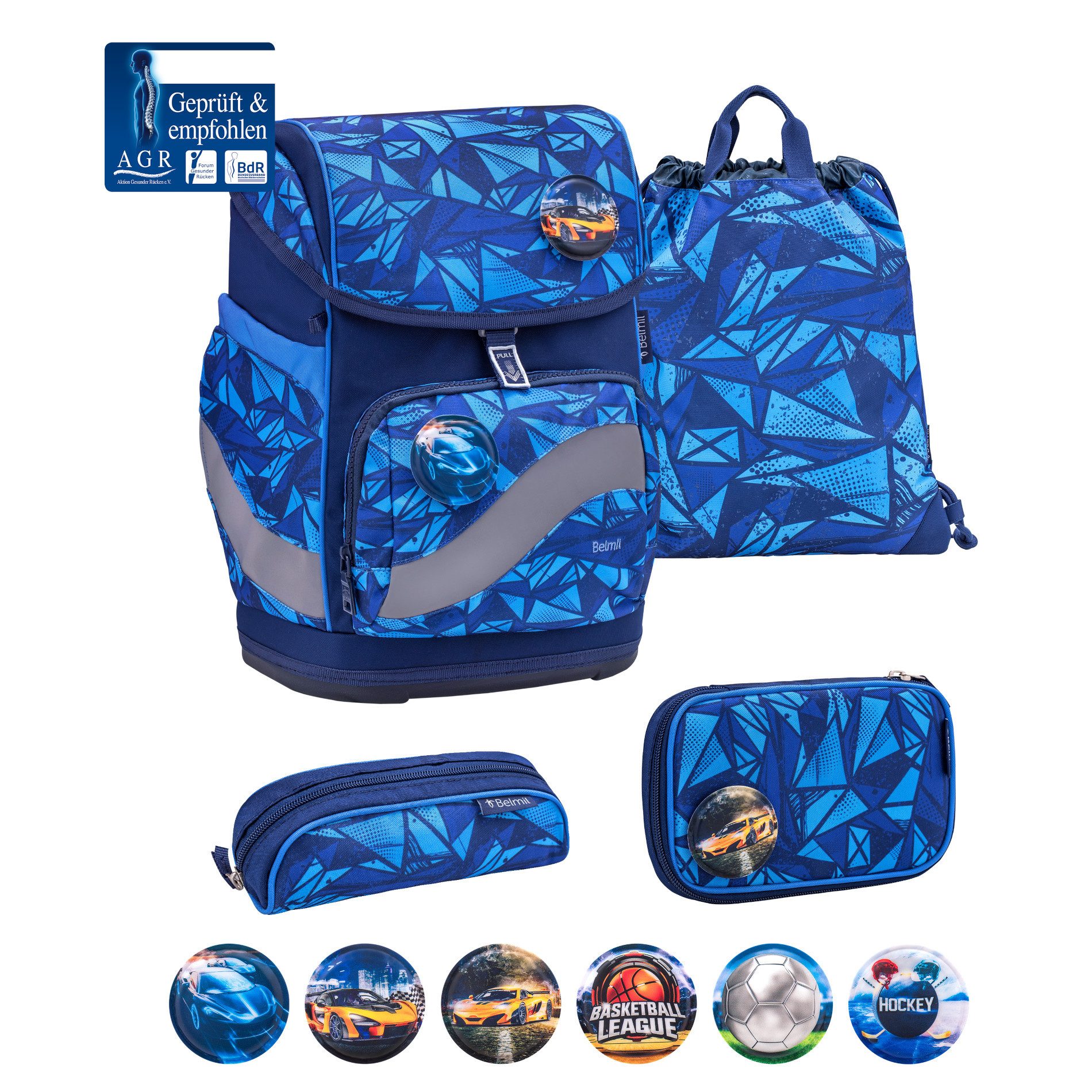 Belmil Schulranzen Smarty Plus Schulranzen-Set 5-tlg