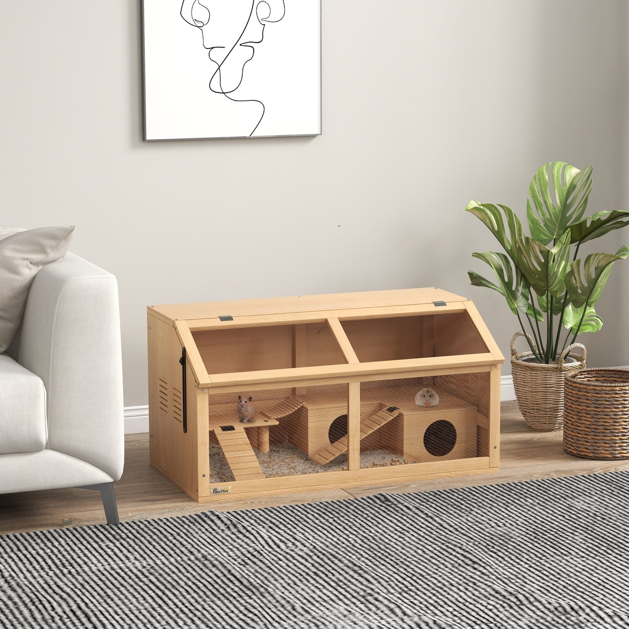 PawHut Kleintierkäfig Hamsterkäfig aus Holz, mit