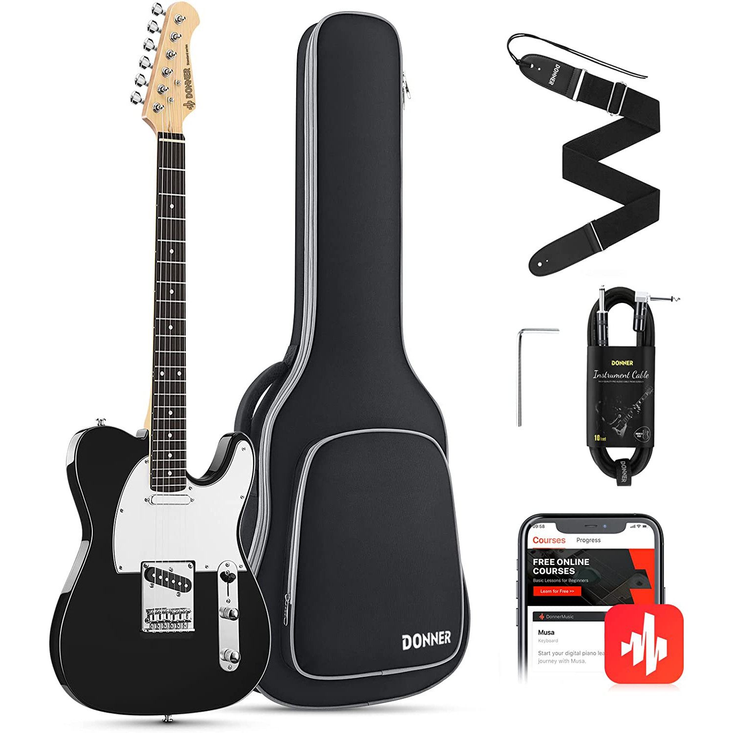 Donner E-Gitarre Telecaster E-Gitarre Vollgröße TC