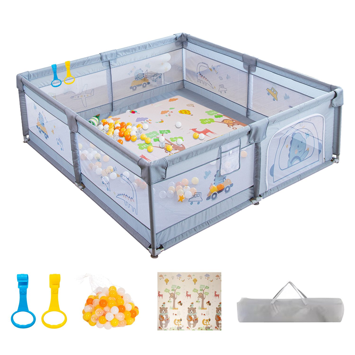 FOXSPORT Laufstall, Baby Laufgitter mit Spielmatte