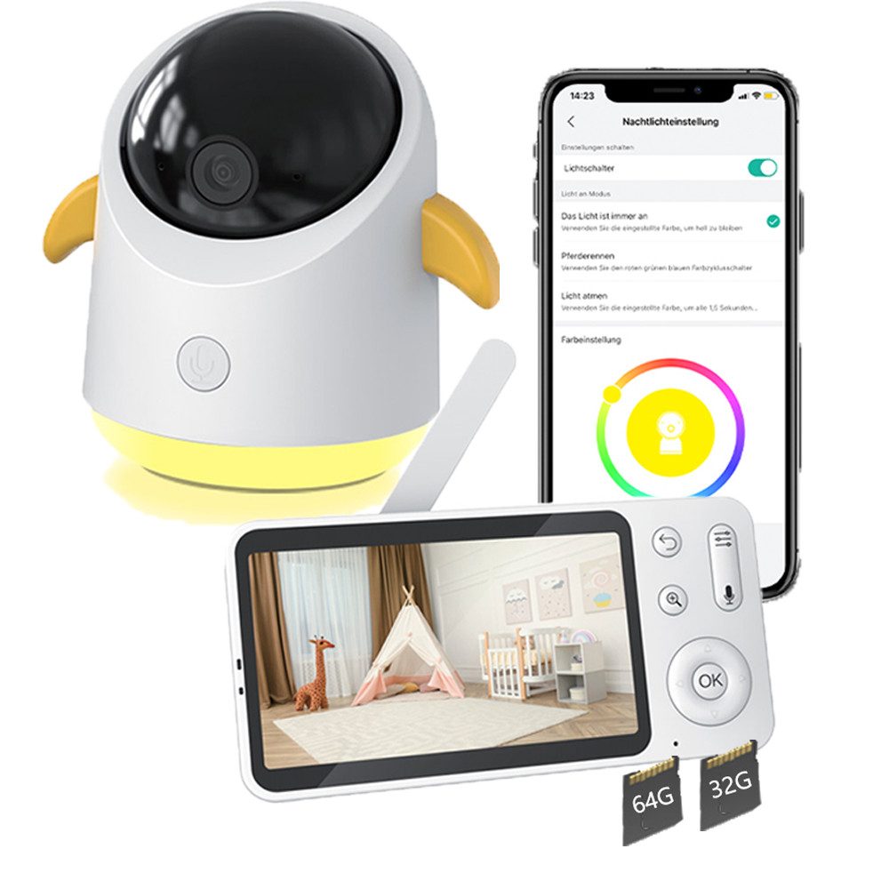Boifun Video-Babyphone Babyphone mit 2 Kameras