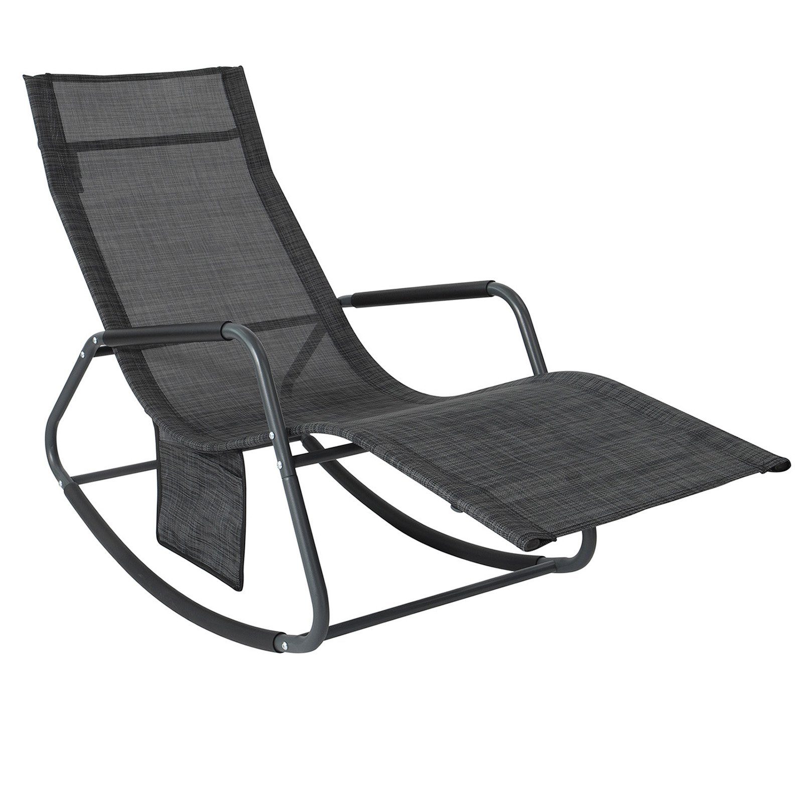 SoBuy Gartenliege OGS47, Schaukelstuhl mit Seitentasche,