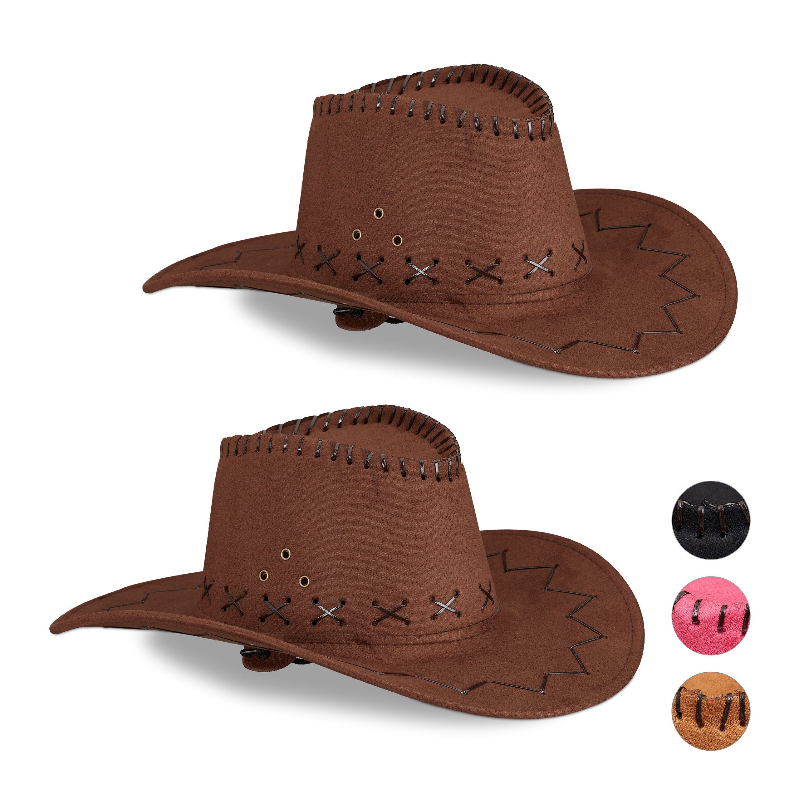 relaxdays Cowboyhut 2 x Cowboyhut Fasching
