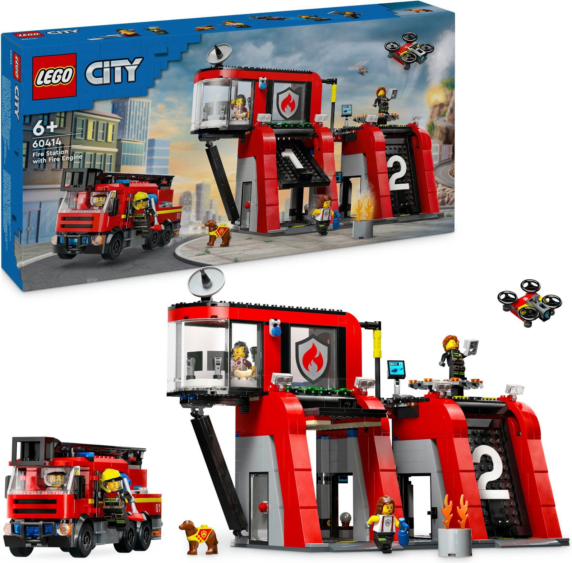 LEGO® Feuerwehrstation mit Drehleiterfahrzeug (60414), LEGO