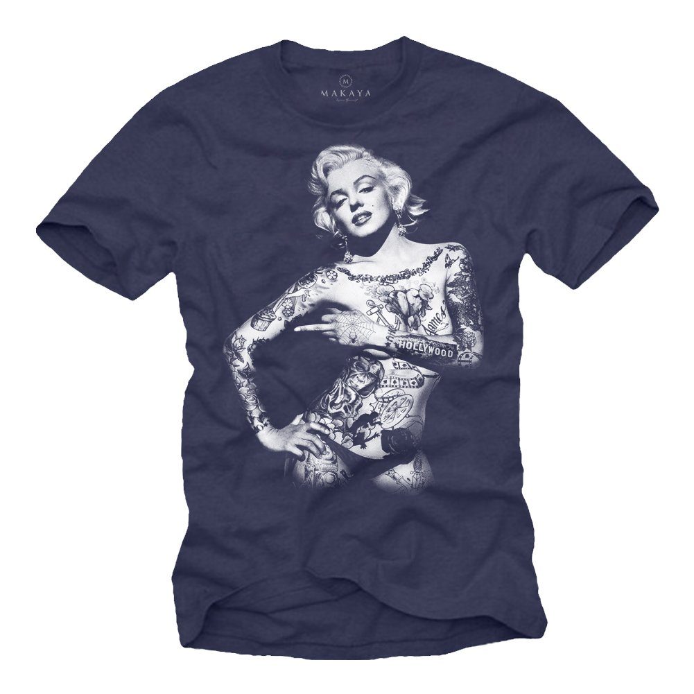 MAKAYA Print-Shirt Marilyn Vintage Tattoo Motiv