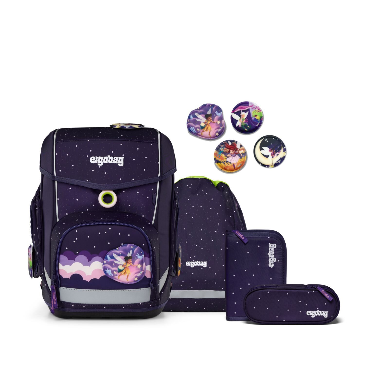 ergobag Schulranzen Schulranzen-Set CUBO SternguckBär 5-teilig