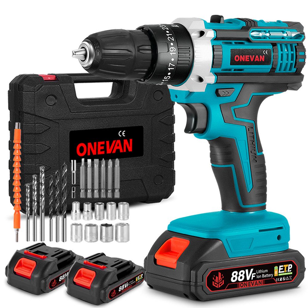 ONEVAN Akku-Bohrschrauber Akkuschrauber 21V Bohrschrauber Set,