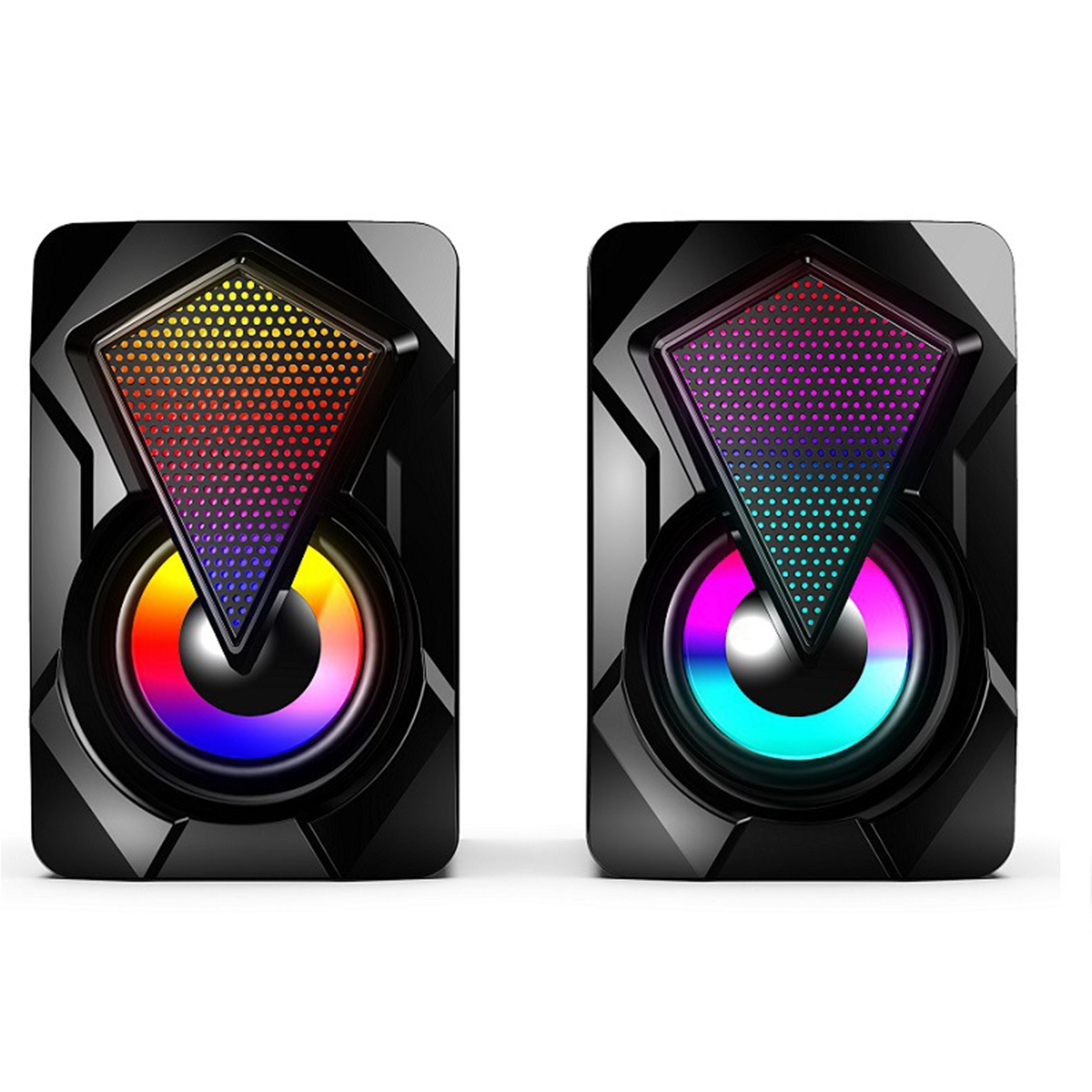 KINSI RGB-Lautsprecher,Lautsprecher für Gaming,2 Lautsprecher,usb Lautsprecher