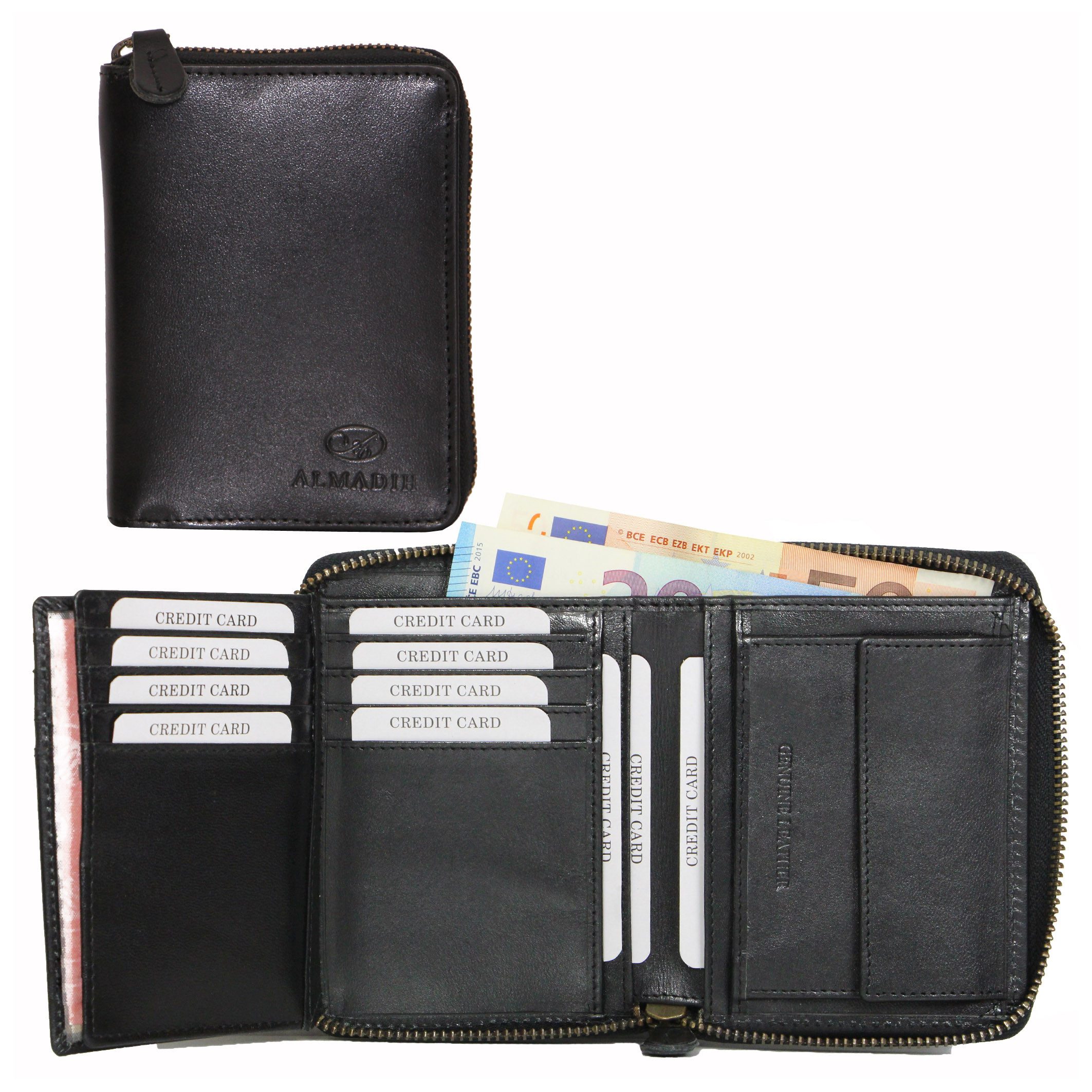 ALMADIH Brieftasche Leder P2H-RV Portemonnaie RFID-Schutz
