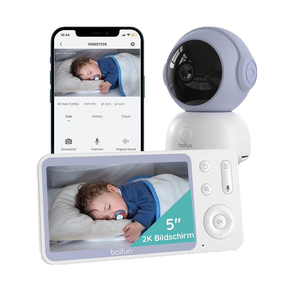 Boifun Video-Babyphone Babyphone 720P mit Kamera