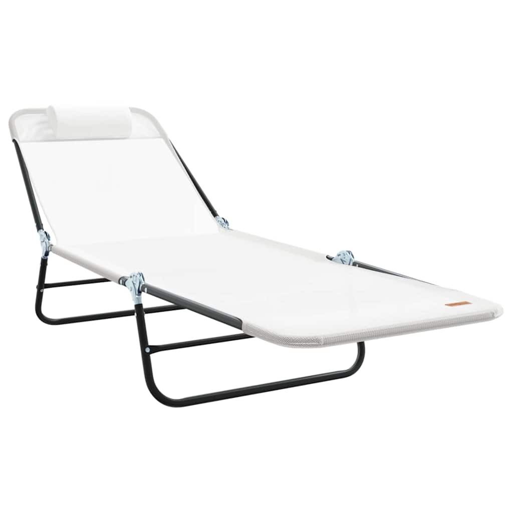 vidaXL Gartenliege Klappbare Sonnenliege Creme 182
