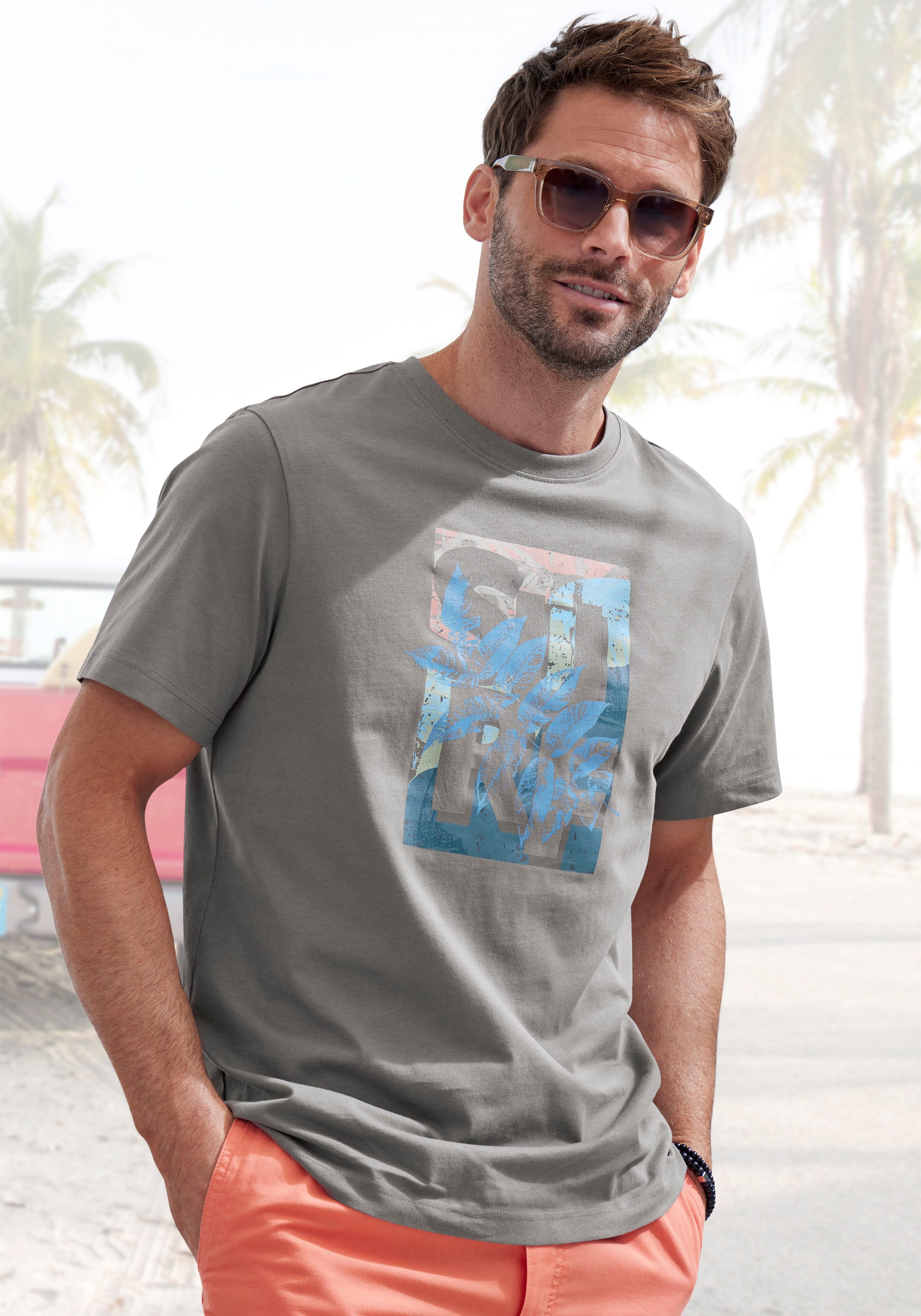 John Devin T-Shirt Rundhalsshirt mit Surf