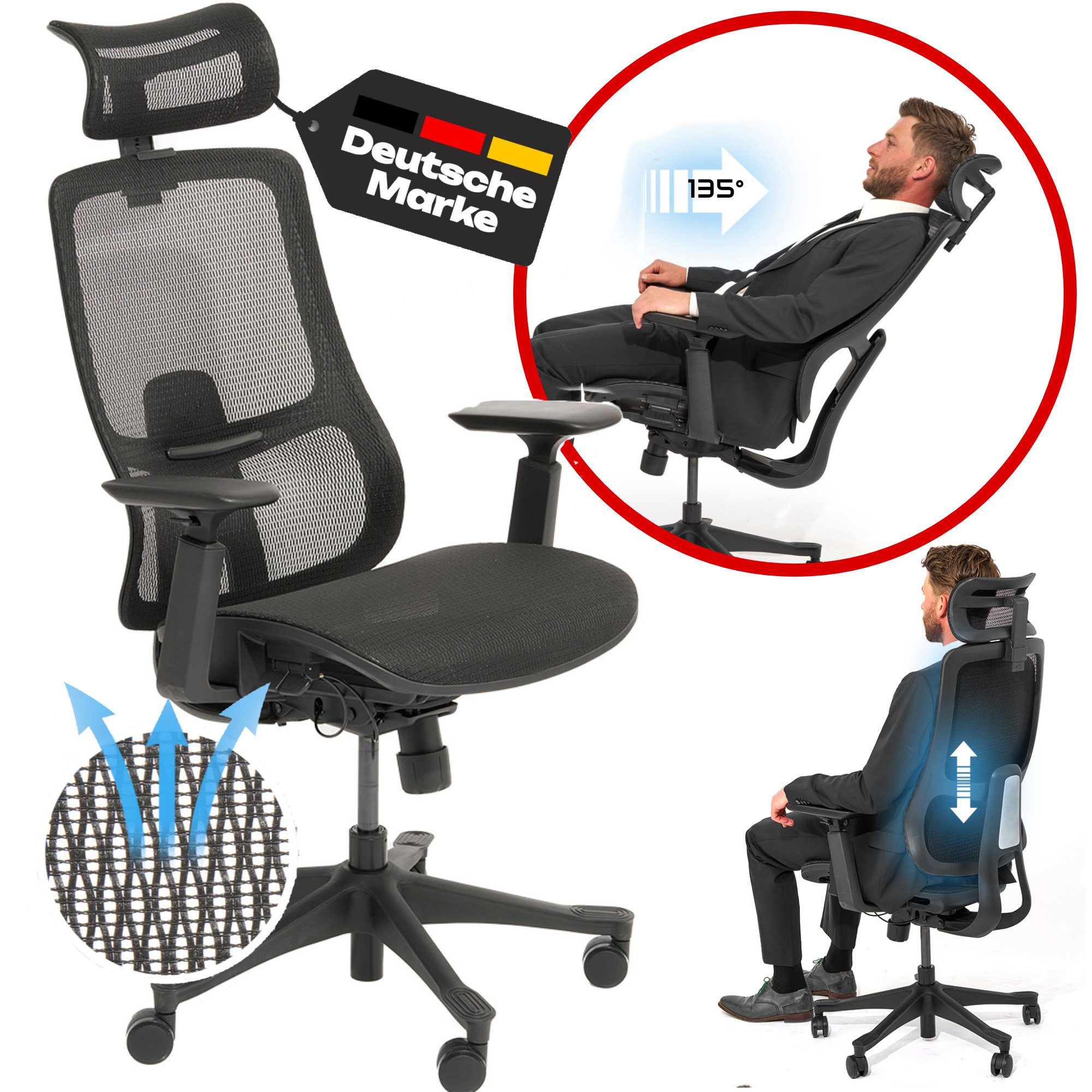 VALKENSTOL Bürostuhl M5 Chefsessel, Ergonomischer Bürostuhl,
