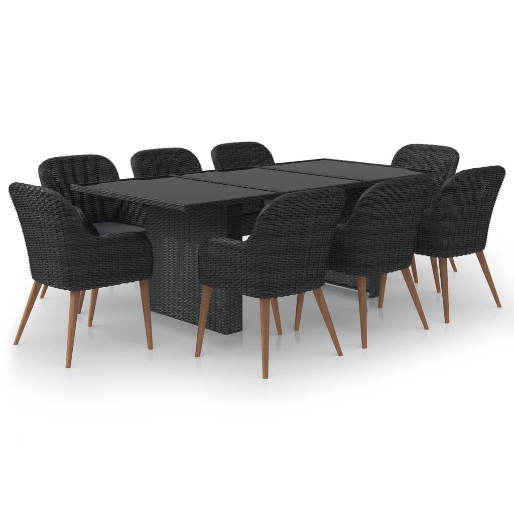 vidaXL Garten-Essgruppe 9-tlg. Garten-Essgruppe Poly Rattan