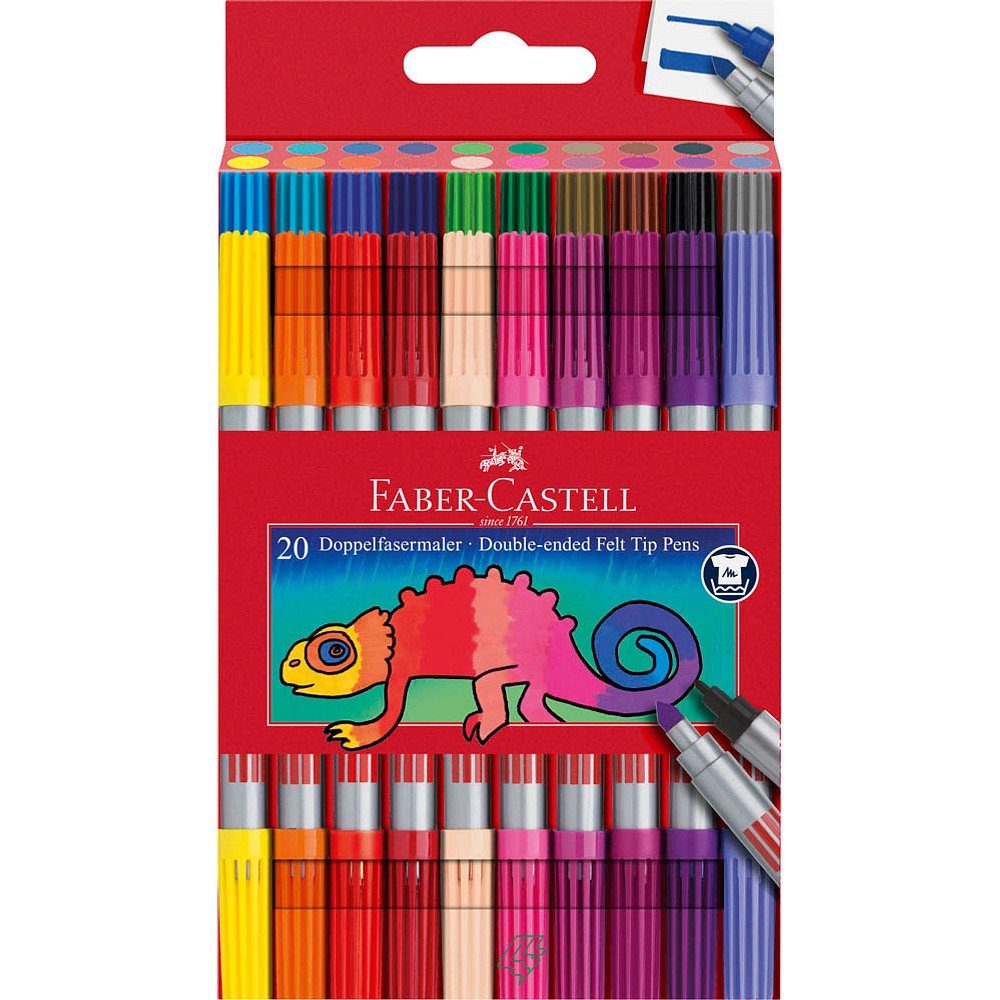 Faber-Castell Filzstift 20 Filzstifte Doppelender fein