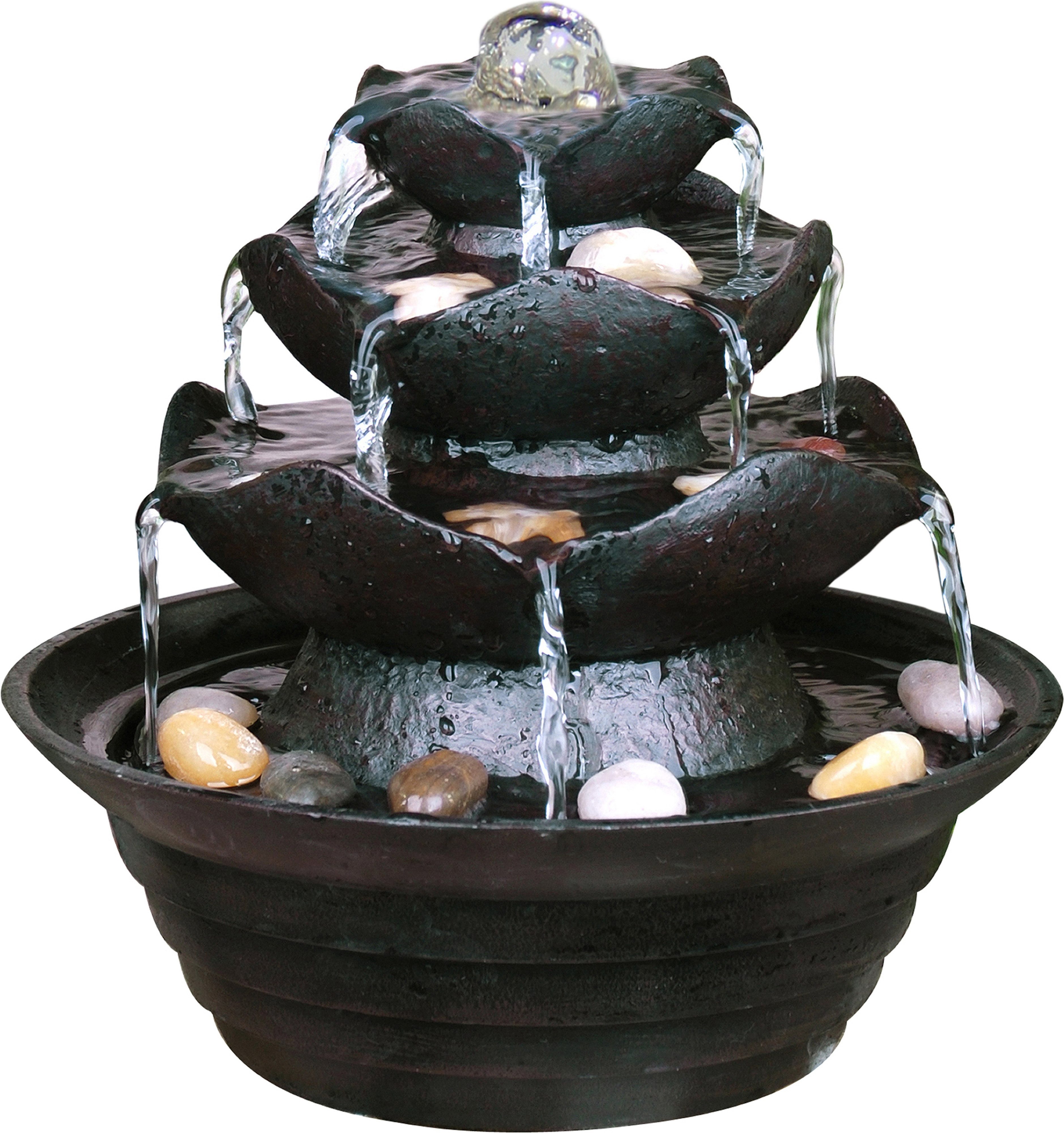 dobar Gartenbrunnen Design-Zimmerbrunnen mit Deko-Steinen
