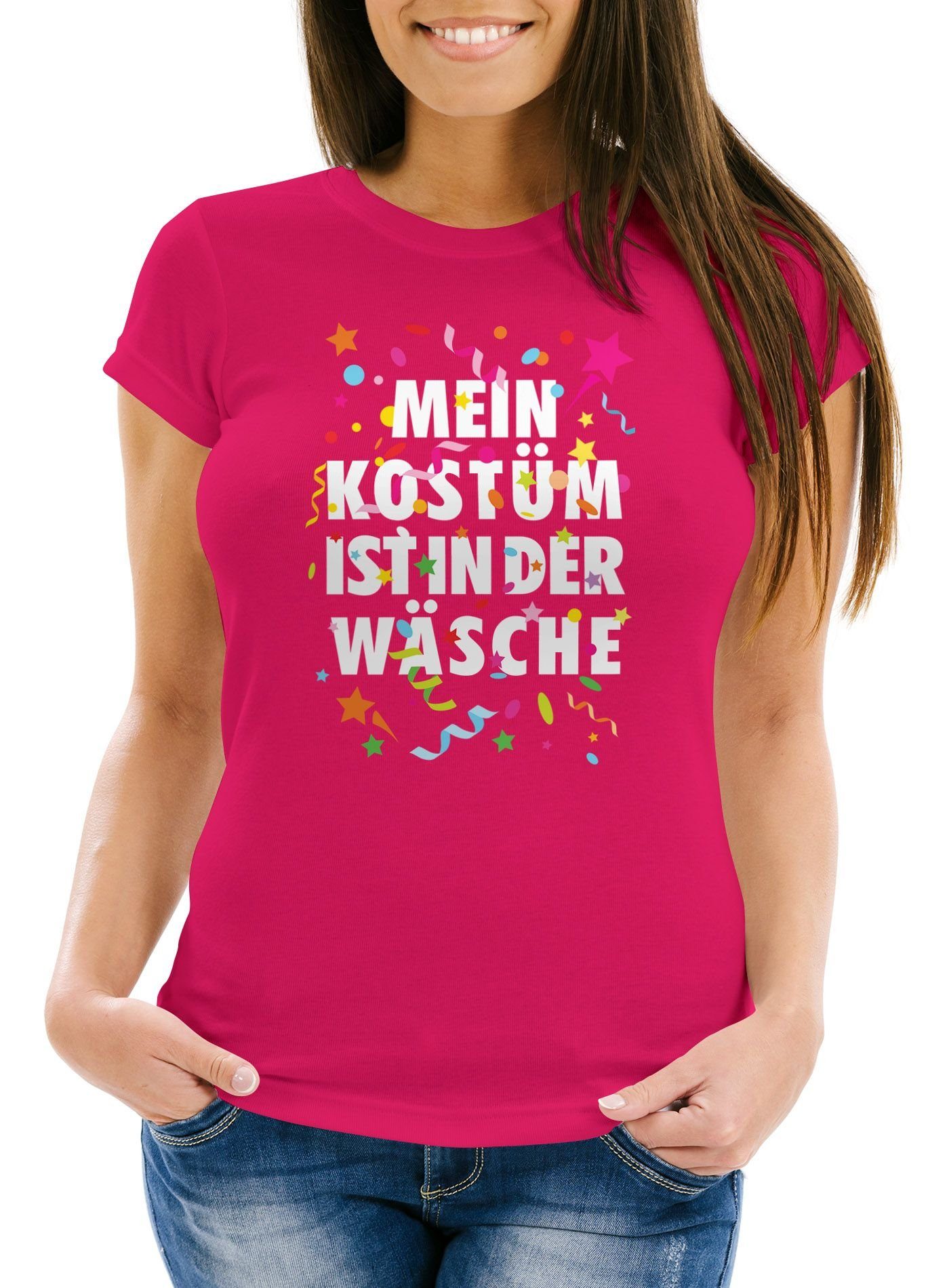 MoonWorks Print-Shirt Damen T-Shirt Fasching Karneval