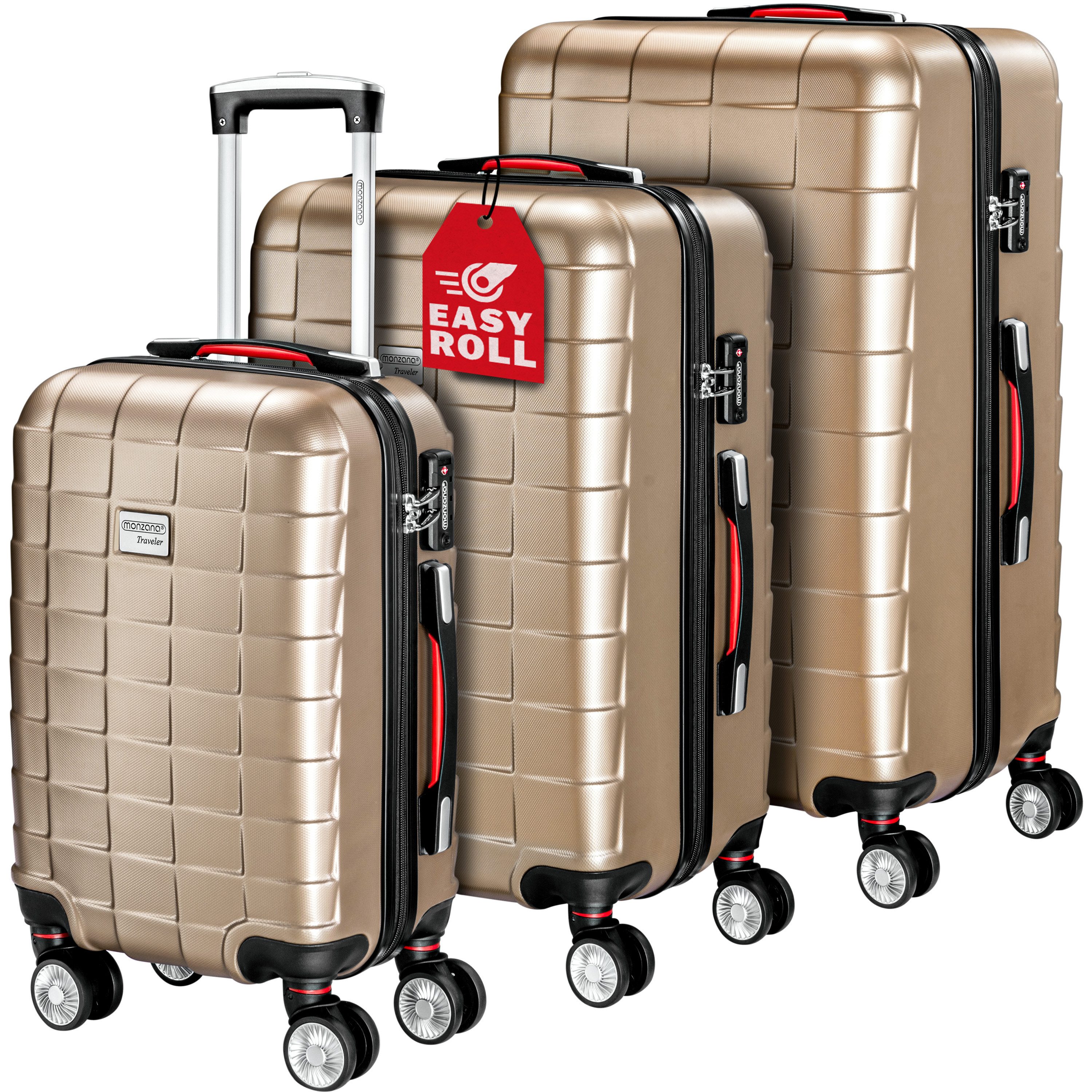 monzana Kofferset Exopack, 4 Rollen, 3tlg
