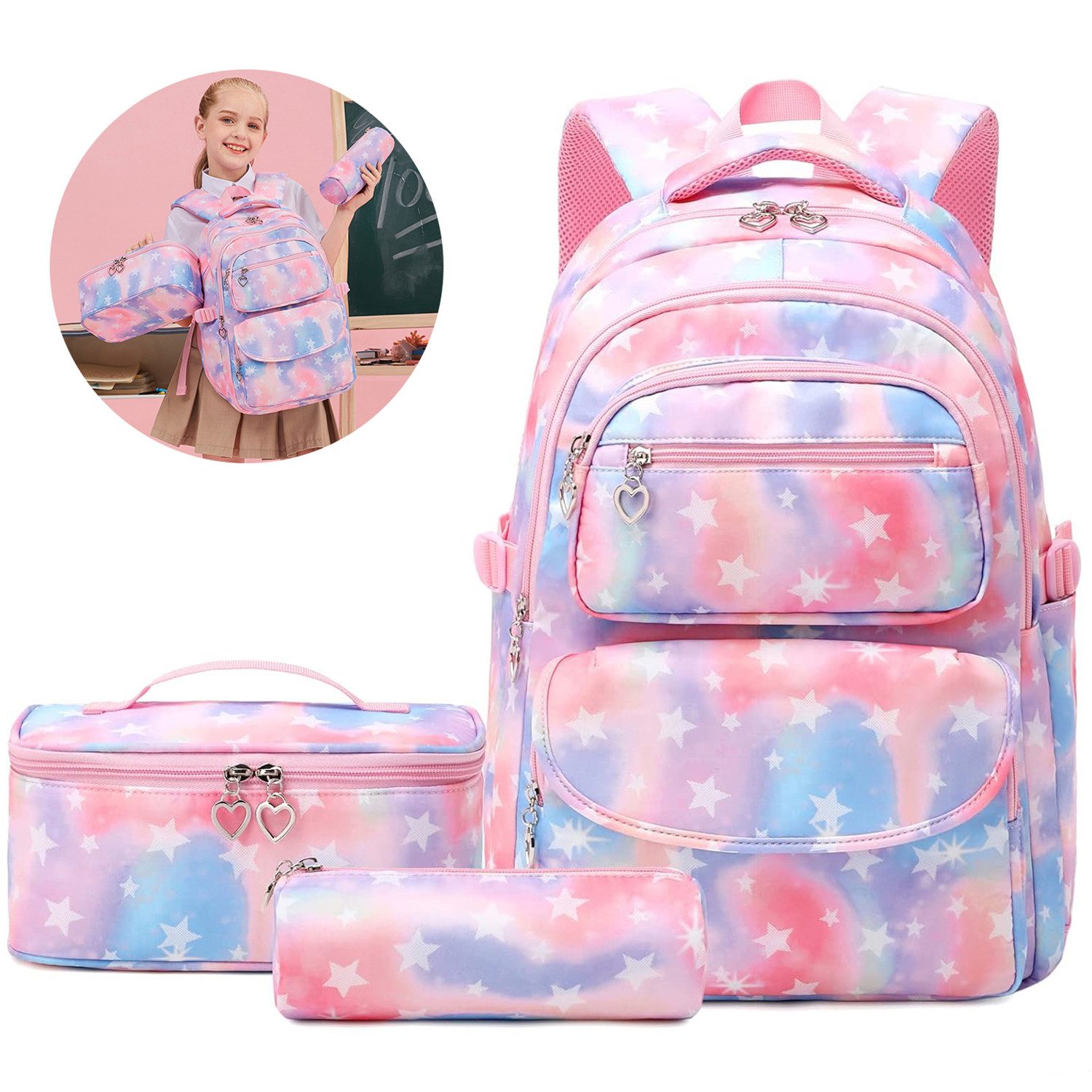 RWEUOQ Schulrucksack Schulrucksack Schulrucksack-Set Schultasche Teenager