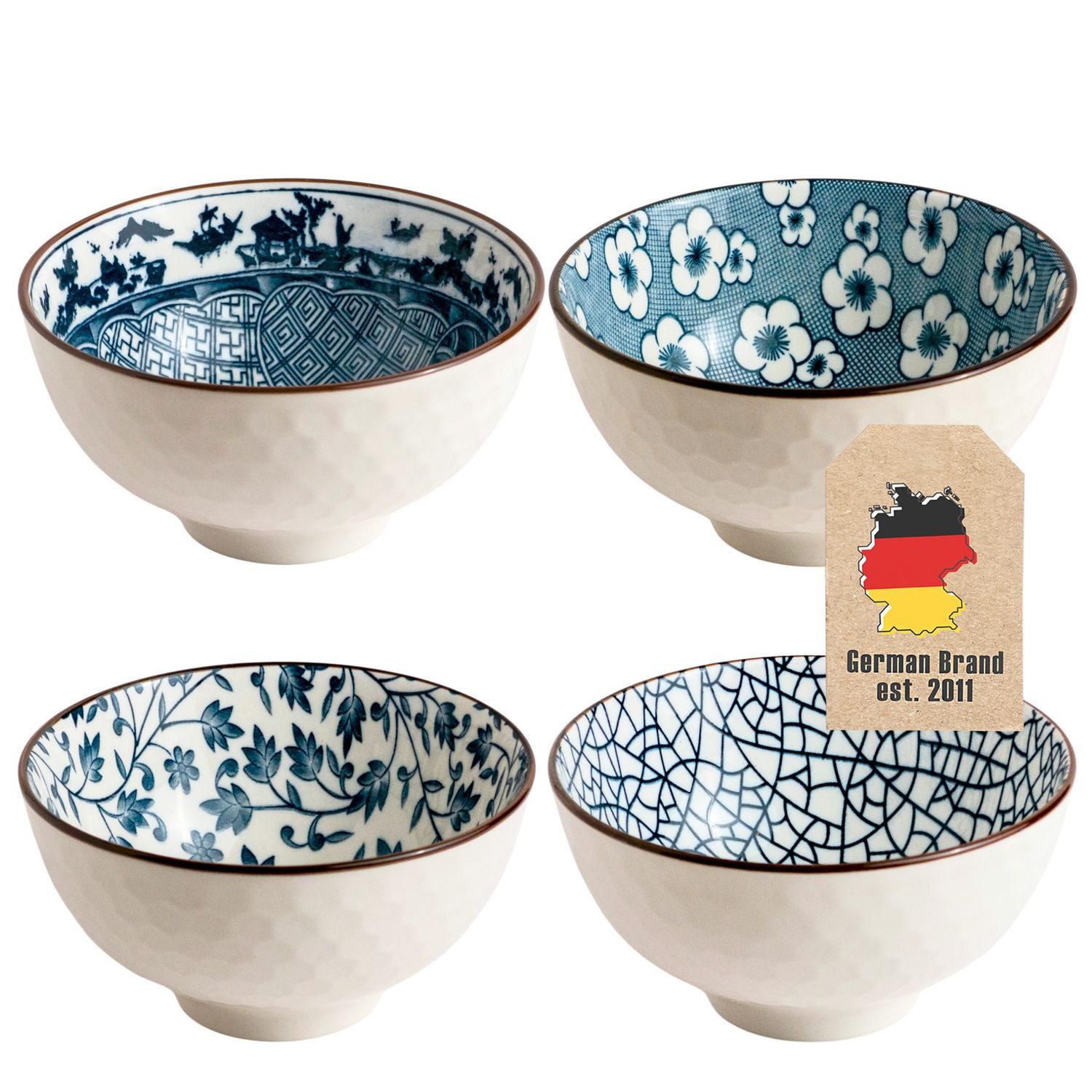 Intirilife Schale, Porzellan, (4-tlg), Japanisches Porzellan