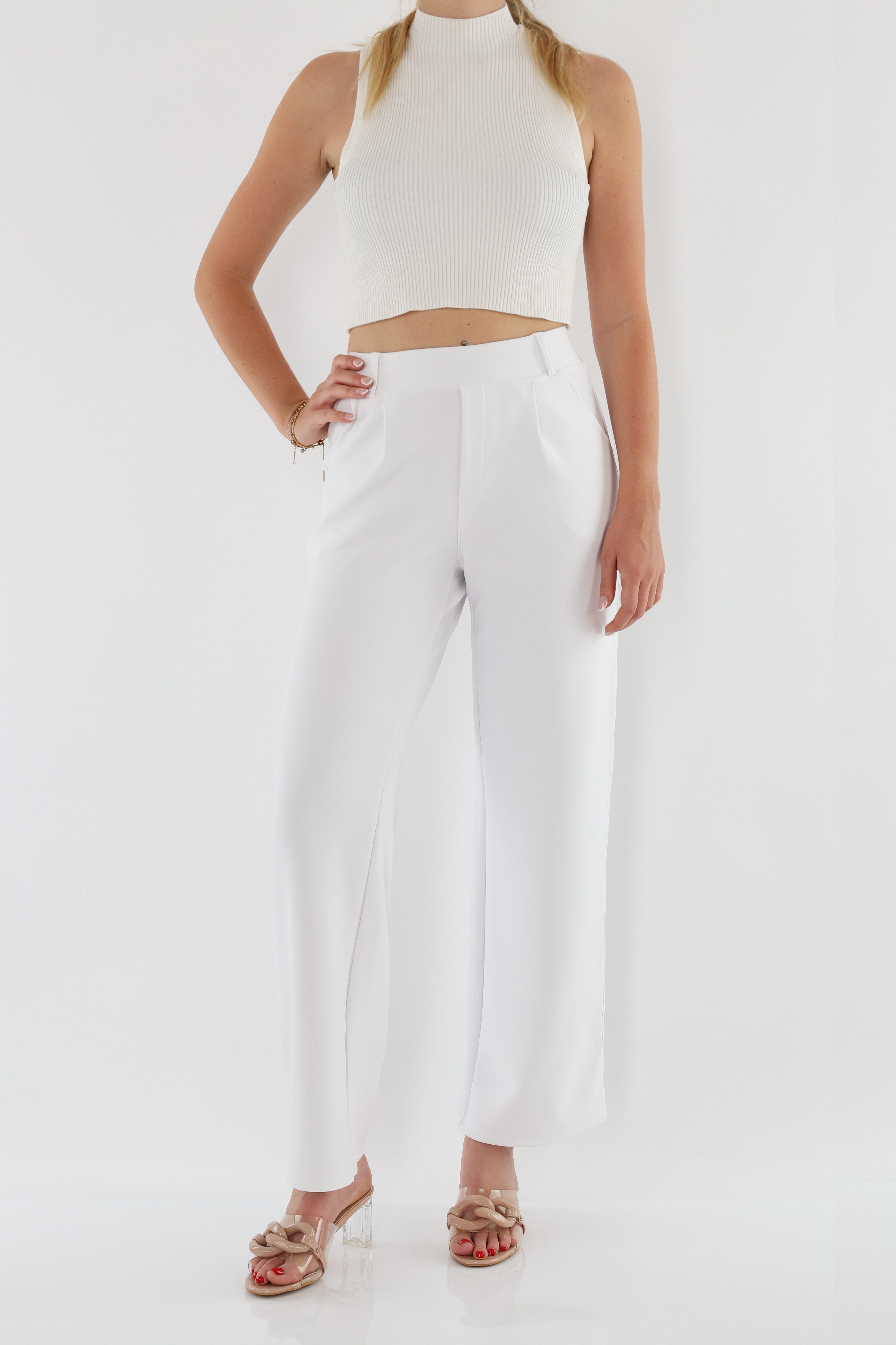 MIRROSI Stretch-Hose Damen Hose mit breitem