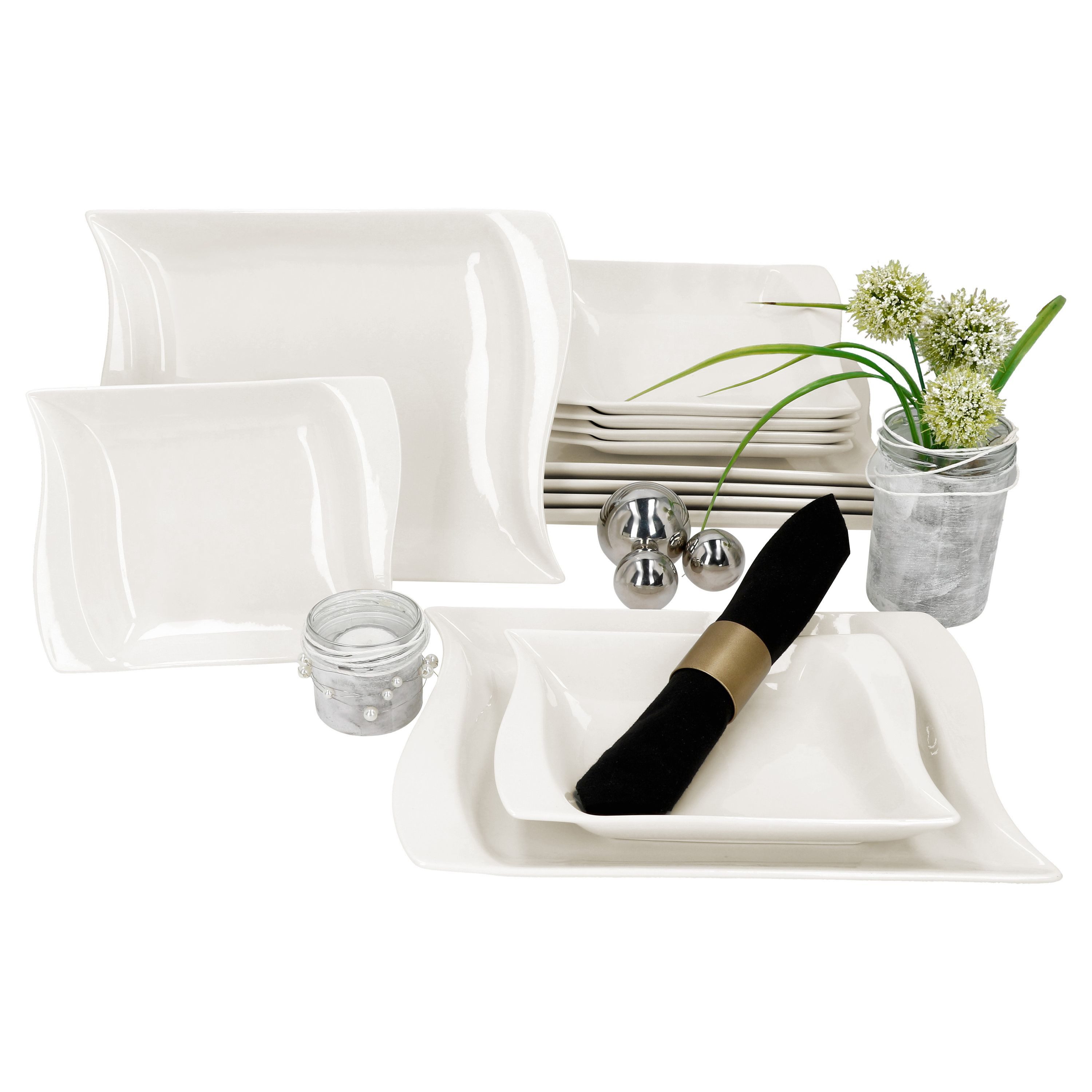 MamboCat Tafelservice 12tlg Tafelservice Ivory Porzellan
