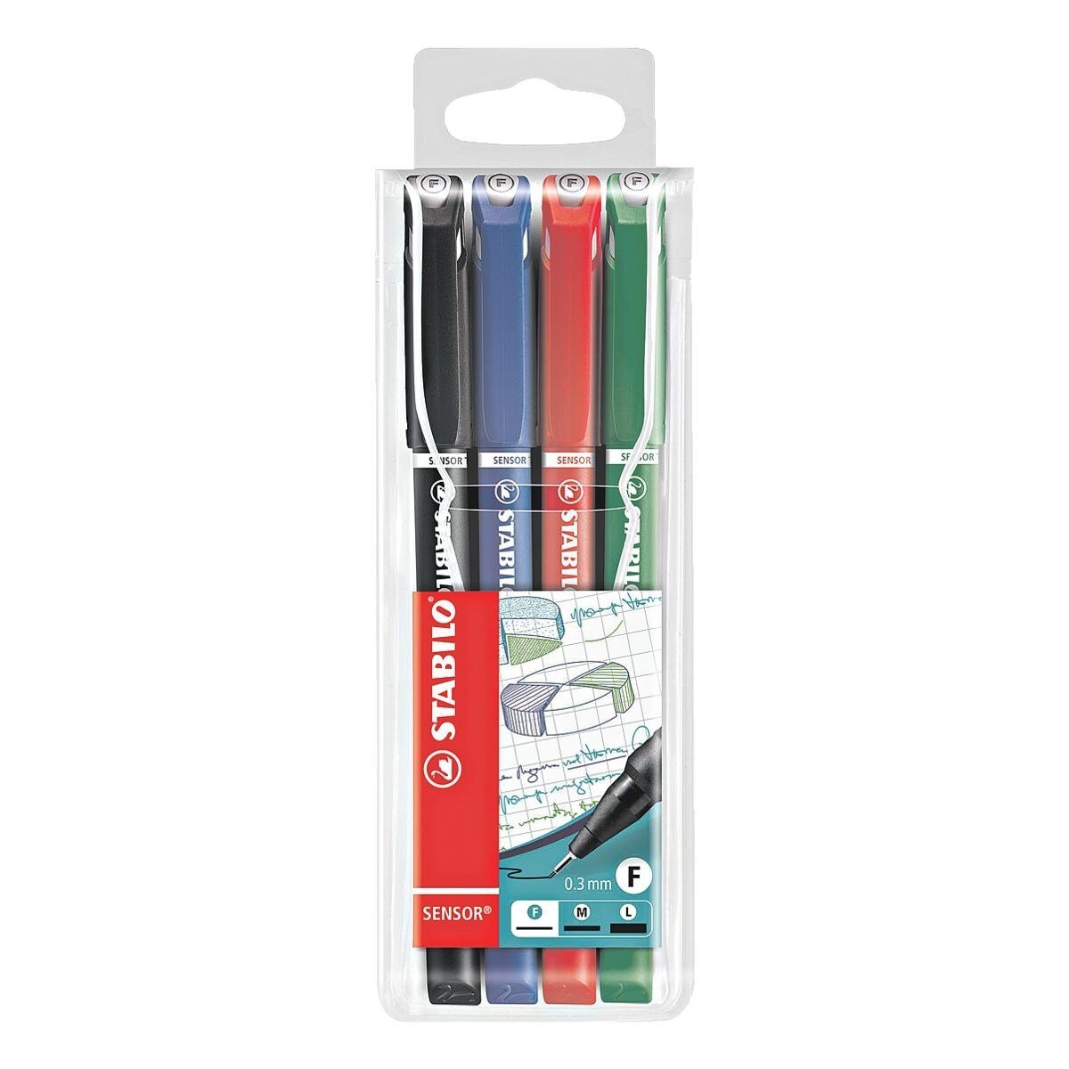 STABILO Fineliner Sensor, (4-tlg), hält jedem