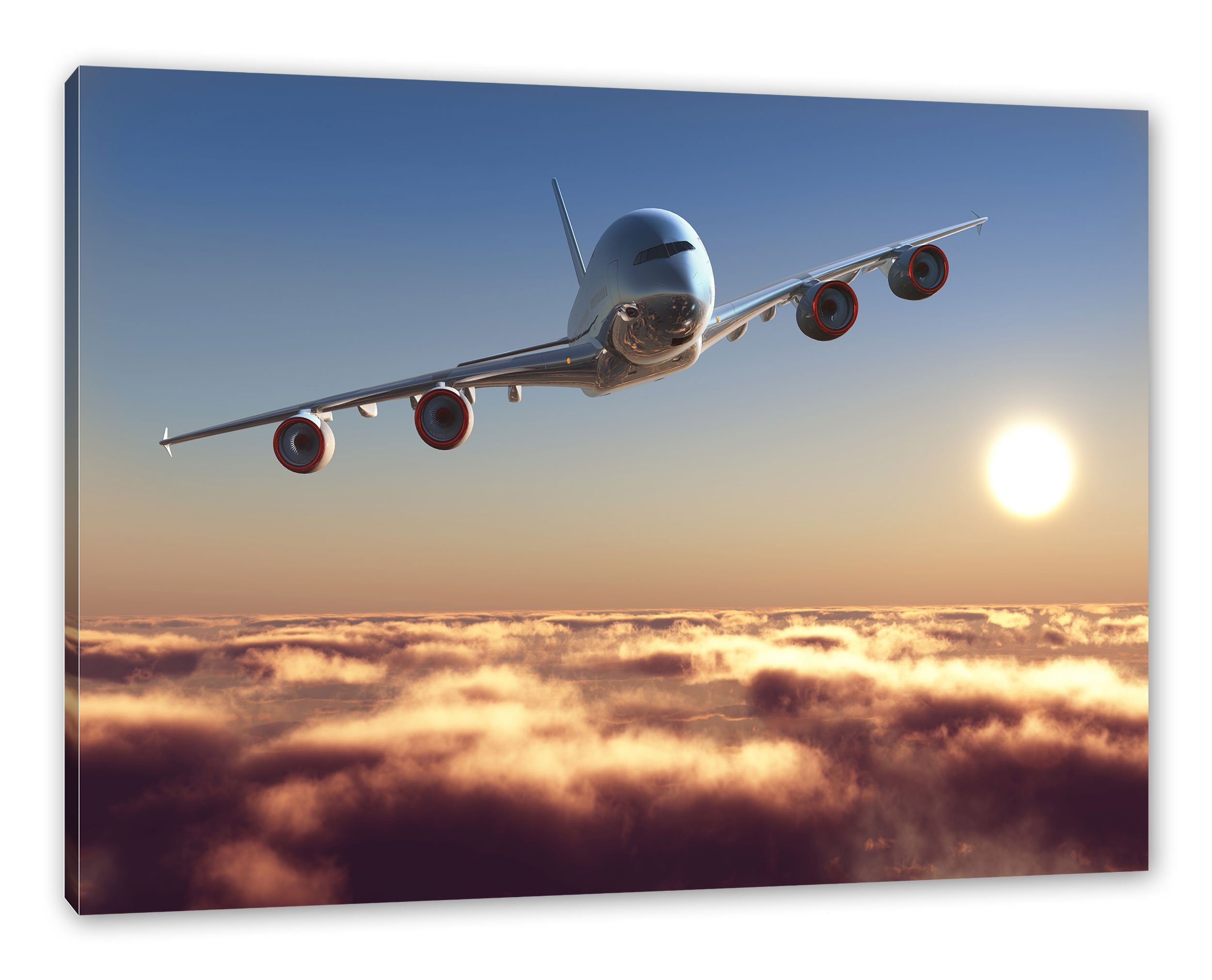 Pixxprint Leinwandbild Flugzeug, Flugzeug (1 St),