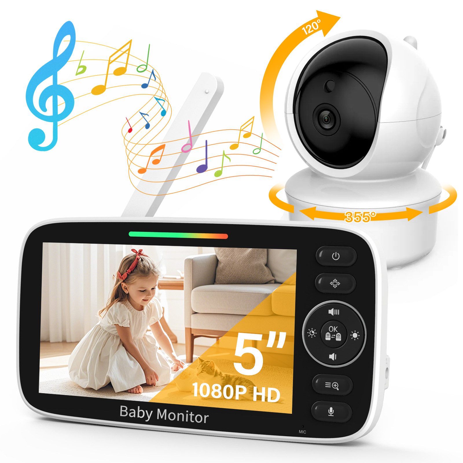 ZEUOPQ Babyphone Video-Babyphone 5 Zoll Baby