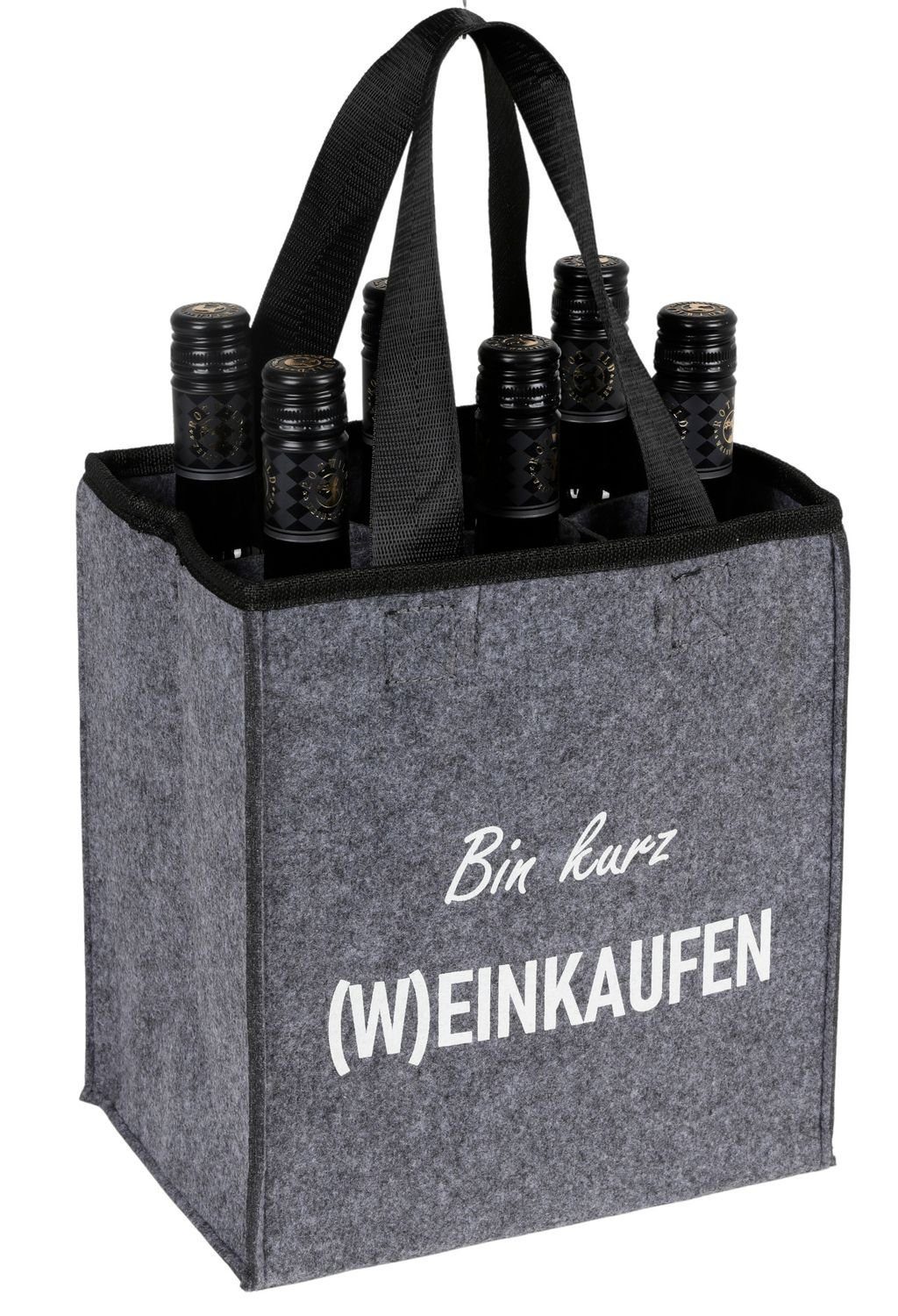 BURI Einkaufskorb Filz-Flaschenträger für 6 Flaschen
