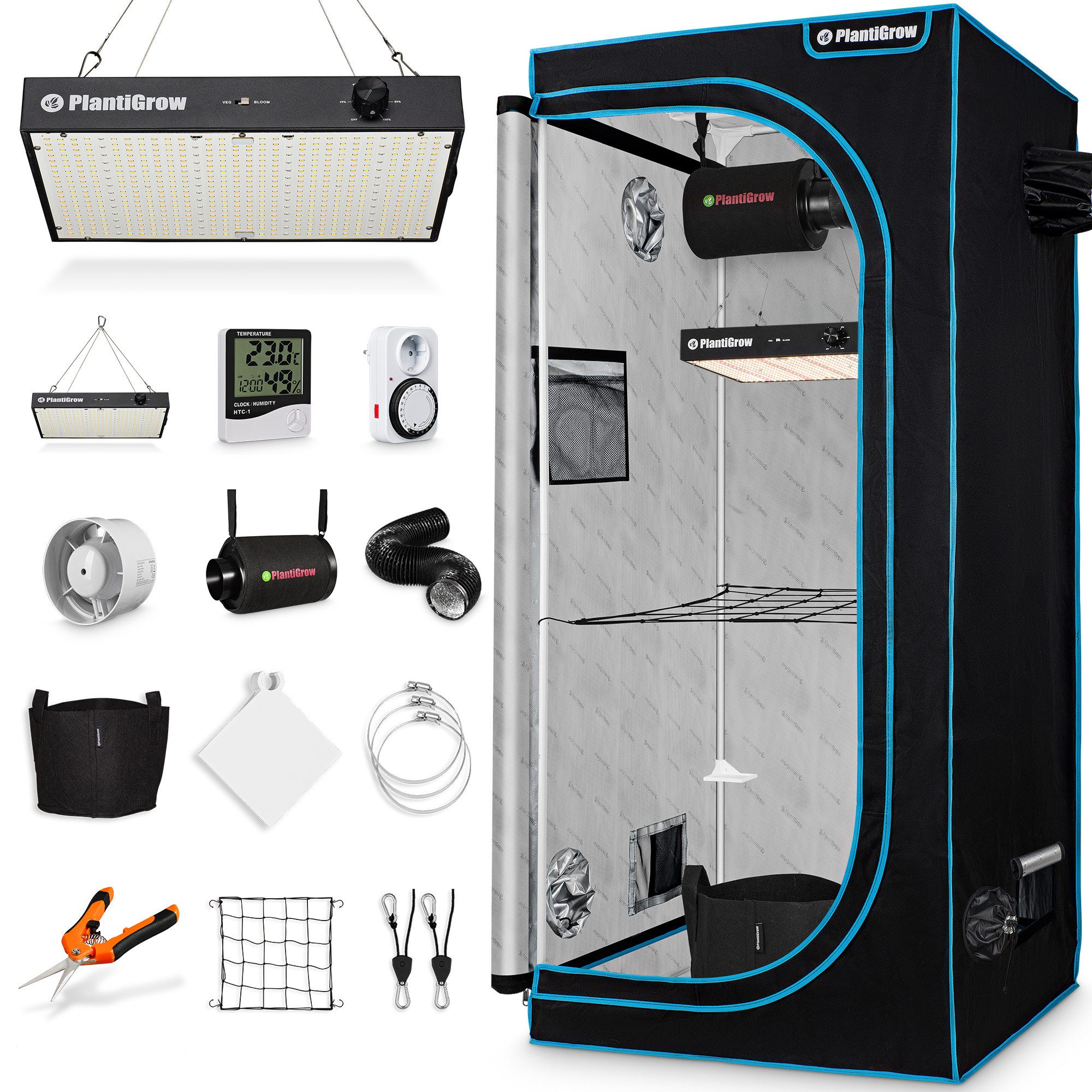 PlantiGrow Gewächshaus PlantiGrow Growbox Komplettset –