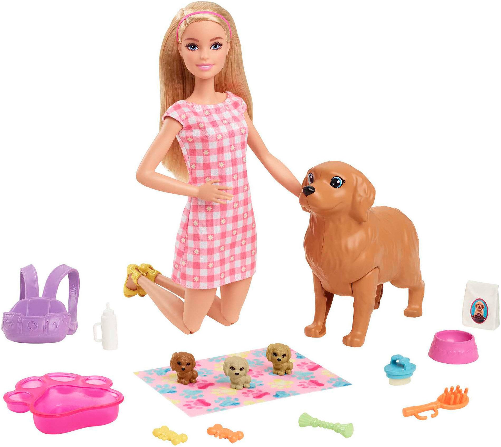 Barbie Anziehpuppe Puppe (blond) mit Hund