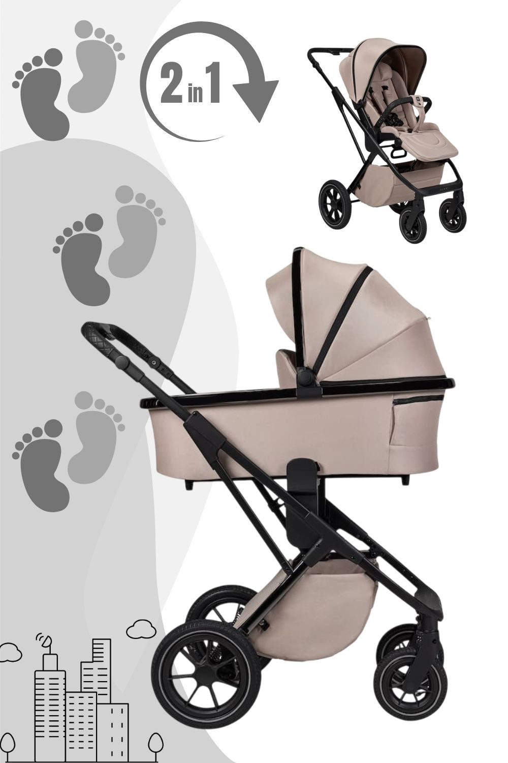 Moon Kombi-Kinderwagen PIÙ Kinderwagen / Kombikinderwagen