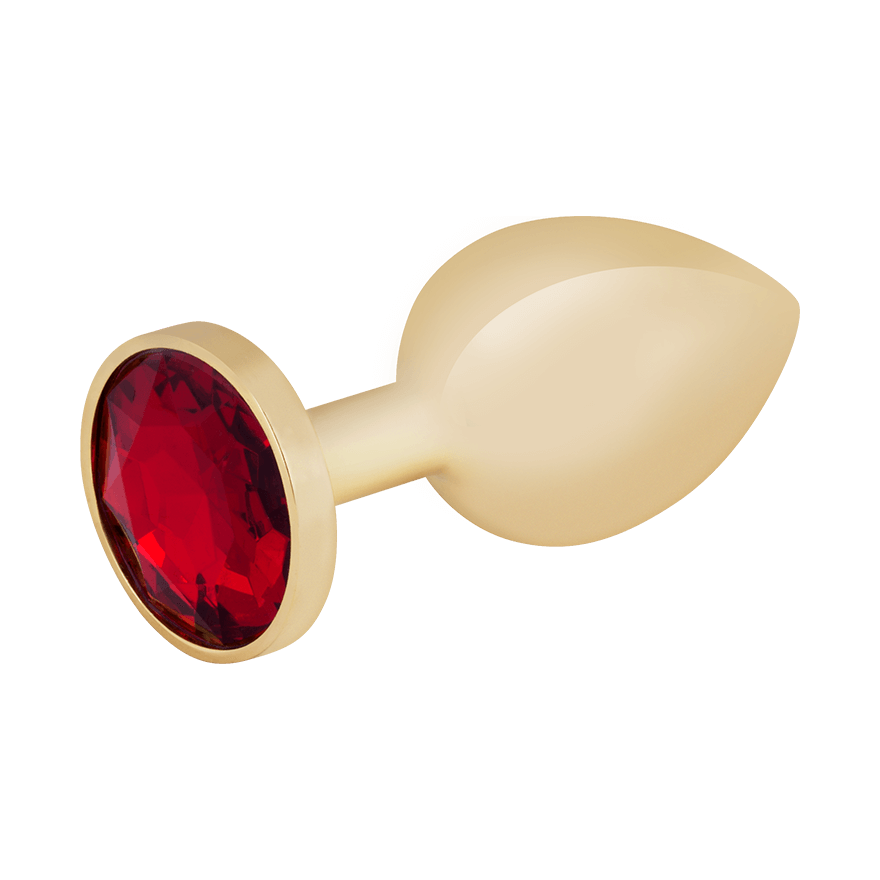 Edelstahl-Dildo mit Kristall, gold, 7,5 cm