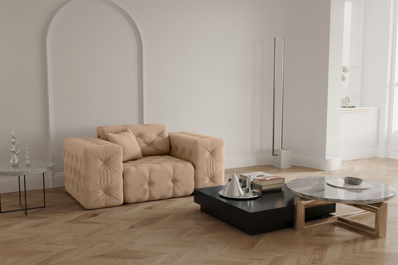 Sessel Designersessel CHANTAL in Stoff Opera Velvet Beige