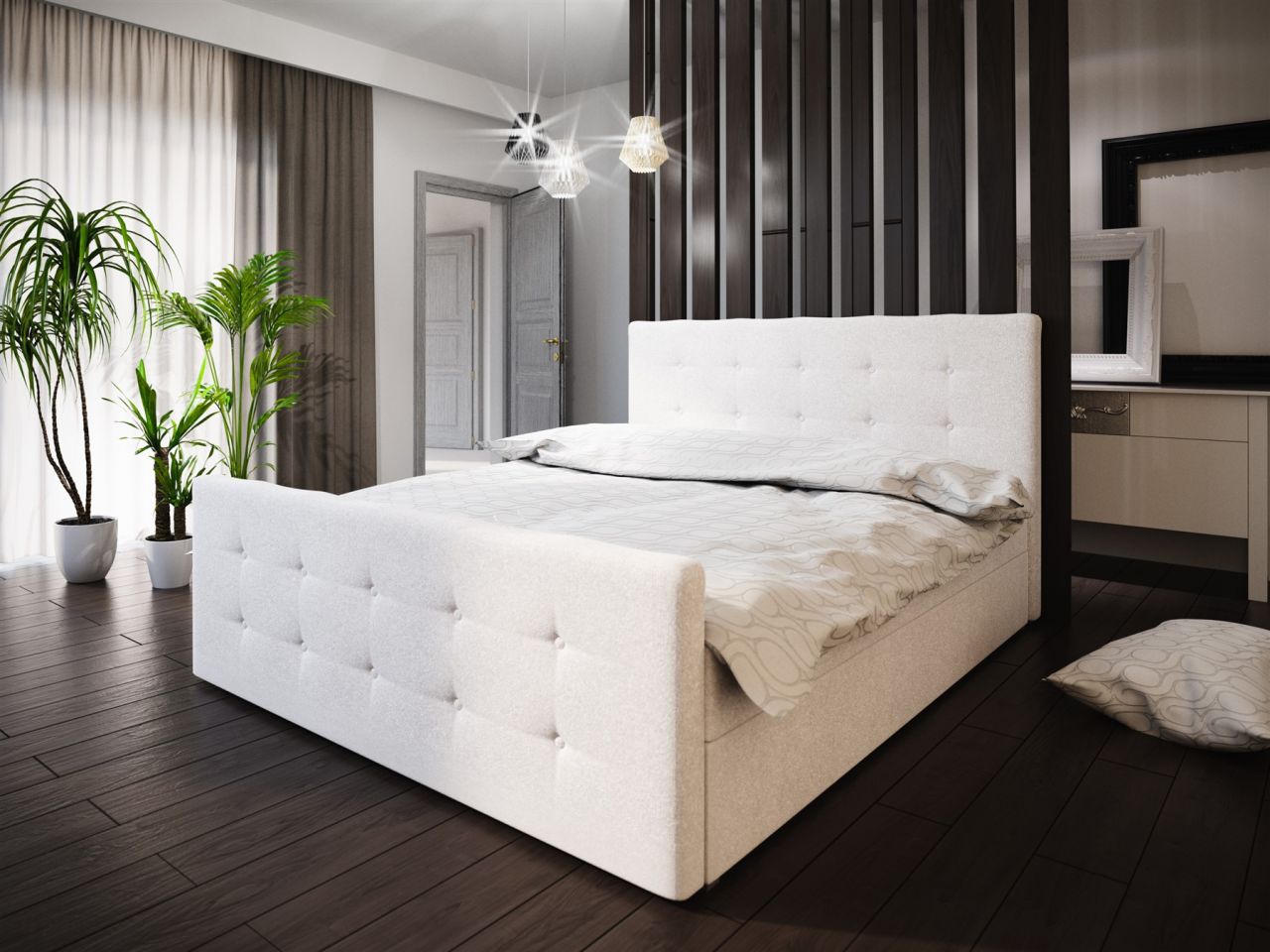 Boxspringbett Bett HUGO -Variante A- 160x200cm Beige inkl.Bettkasten